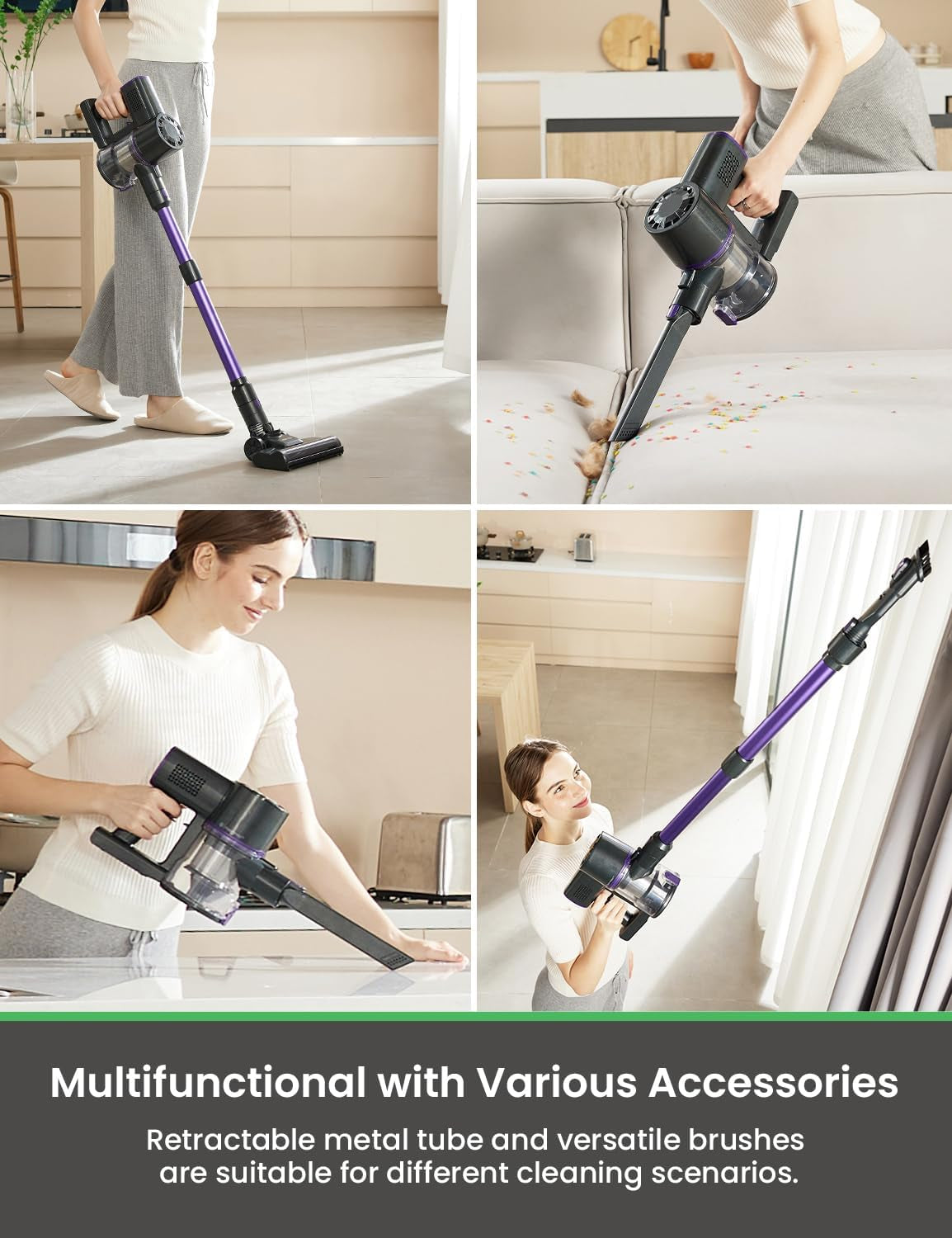 V8Pro Cordless Vacuum Cleaner with Upgraded Floor Brush, up to 40Mins Runtime, 30Kpa Stick Vacuum with Touch Screen, Self-Standing Lightweight Handheld Vacuum for Hard Floor Carpet Pet Hair
