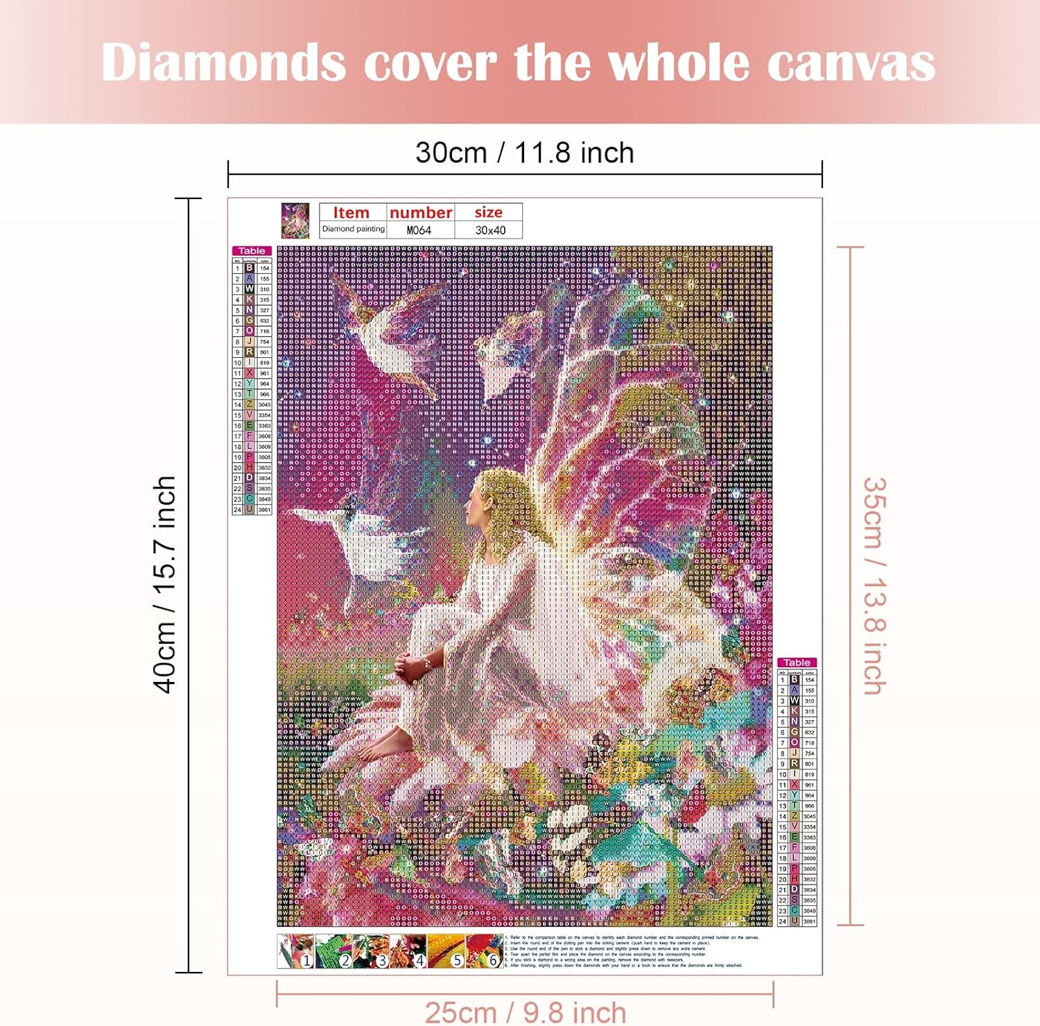 DIY 5D Diamond Painting Kits Full Drill round Crystal Rhinestone Pictures Arts Craft for Home Wall Decor Gift Goddess of Butterflies 30X40Cm