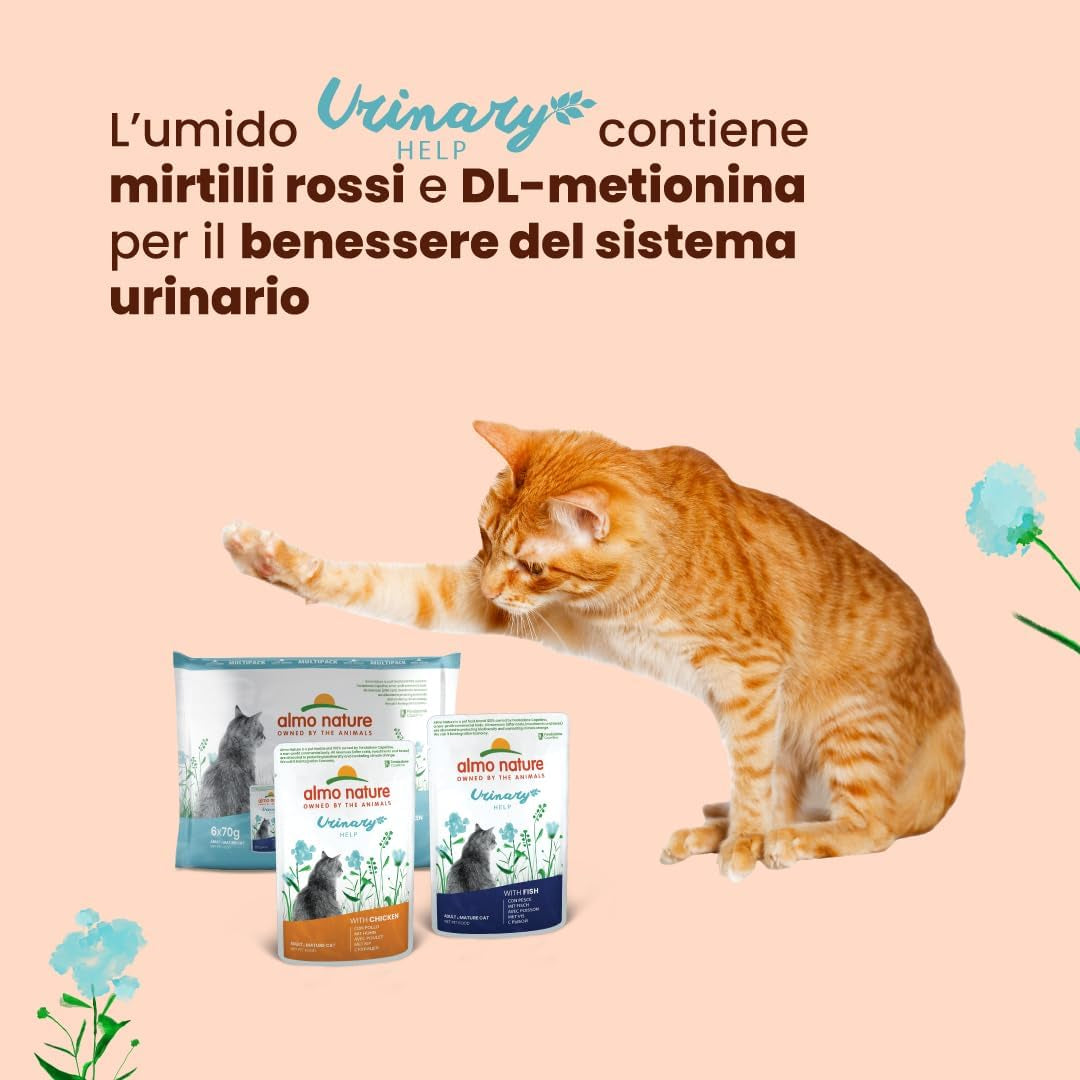 Functional Urinary Help Multipack Complete Wet Cat Food -3 Pouches with Fish/3 Pouches with Chicken, (Pack of 6 Pouches X70G), with Fish - with Chicken