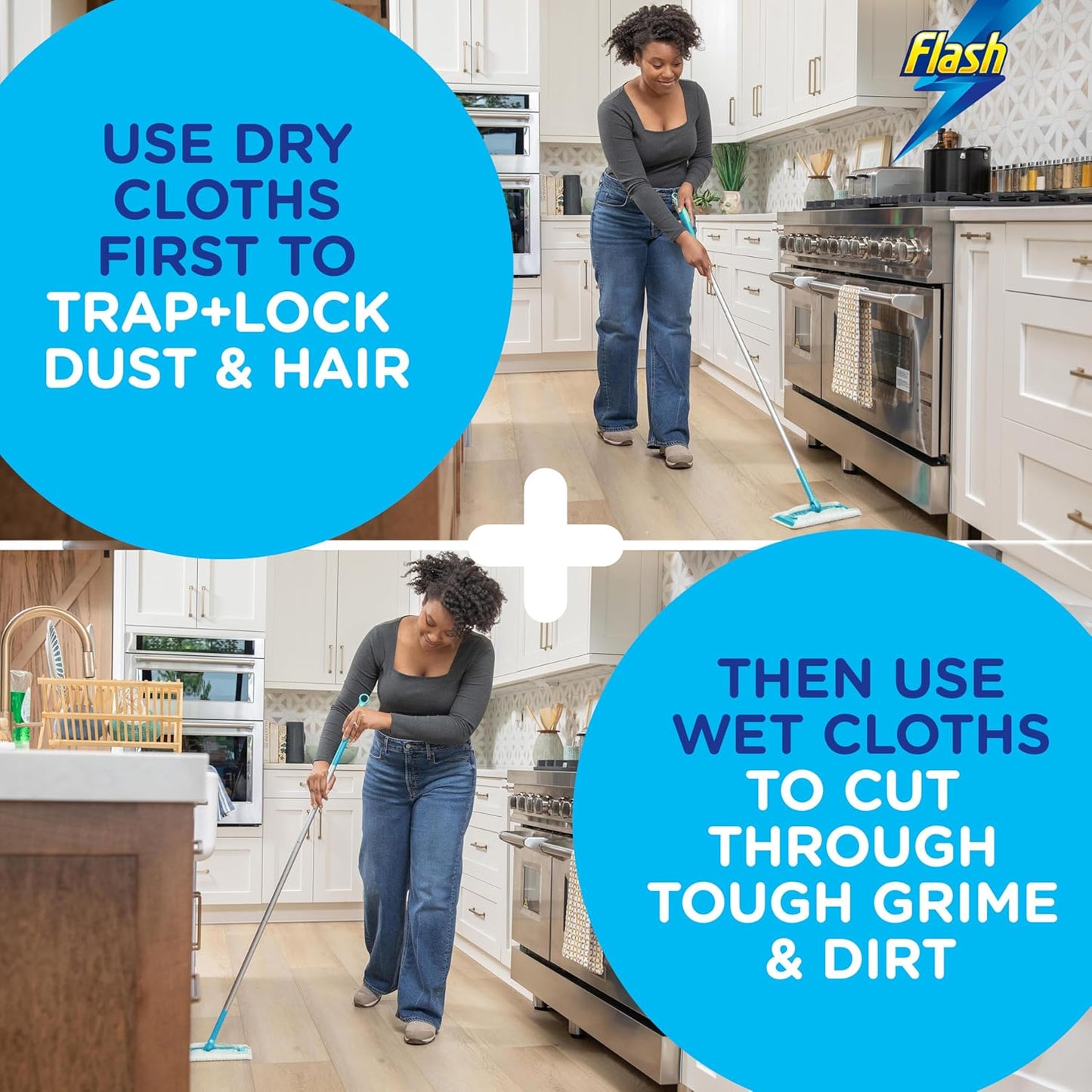 Speed Mop Starter Kit, All-In-One Floor Mopping System (4 Wet + 4 Dry Pads), Floor Mop, Mop Refill Pads