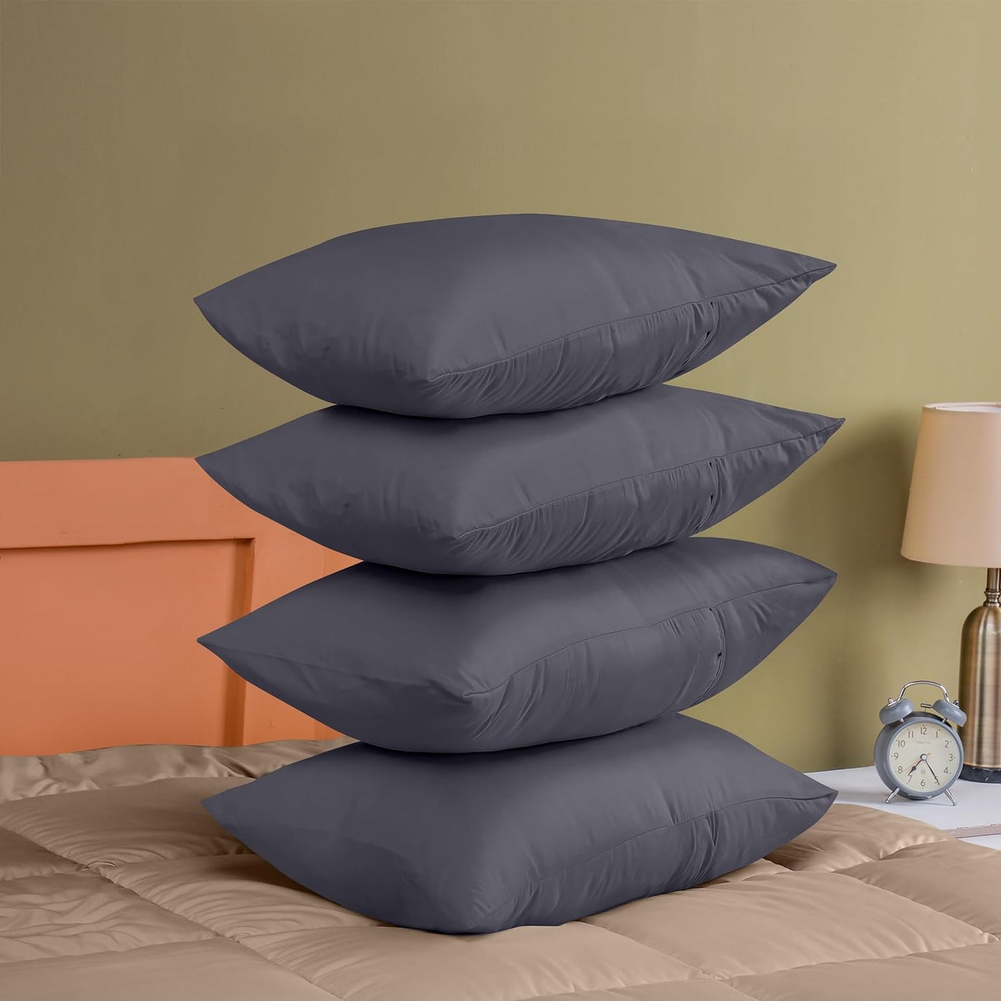 - Pillow Cases 4 Pack - Standard Size 50X75 Cm - 100% Brushed Microfiber Pillowcases with Envelope Closure - Wrinkle, Fade, Stain Resistant Pillow Cases - Grey