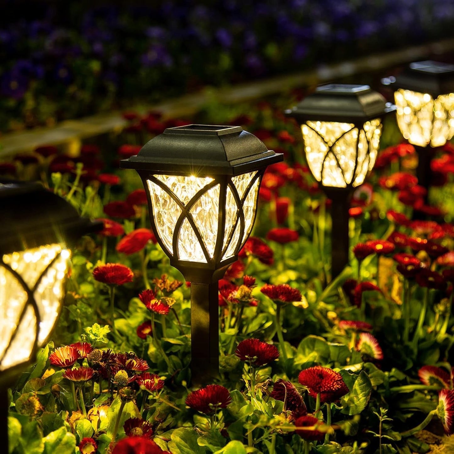 Solar Pathway Lights,6 Pack LED Solar Garden Lights Outdoor,Waterproof Solar Powered Path Lights for Yard, Patio, Landscape, Walkway (Warm White)