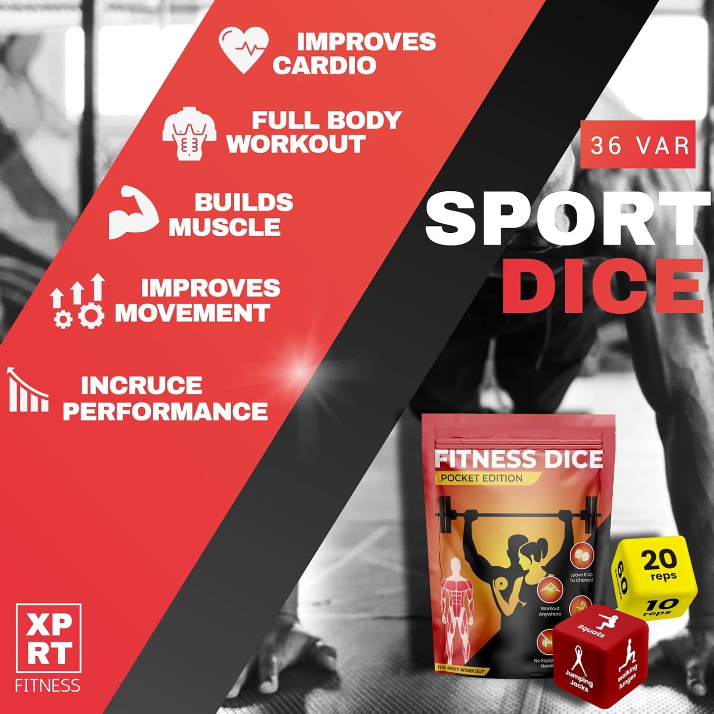 - Fitness Dice - Fun Workout Strength Training Routines - Switch up to Home Gym Outdoors - Pocket Size Exercise Decision Dices - Gift for Men Women Him Her - No Weights Require