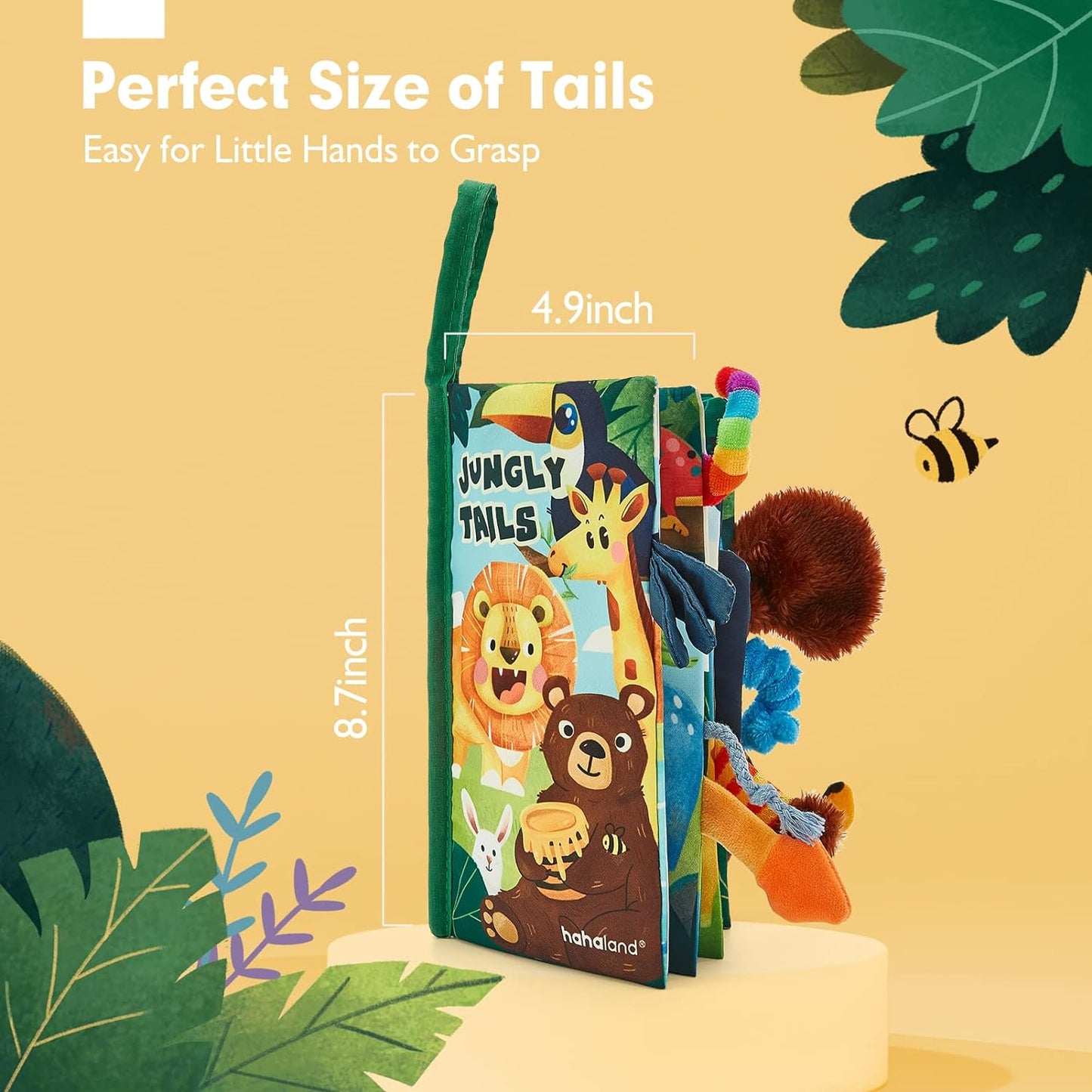 Baby Book Baby Toys Jungle Tails Sensory Books for Babies Touch and Feel Soft Books, Crinkle Paper Baby Essentials for Newborn Infants Toys, Newborn Gifts for 0 3 6 12 Months Boys Girls