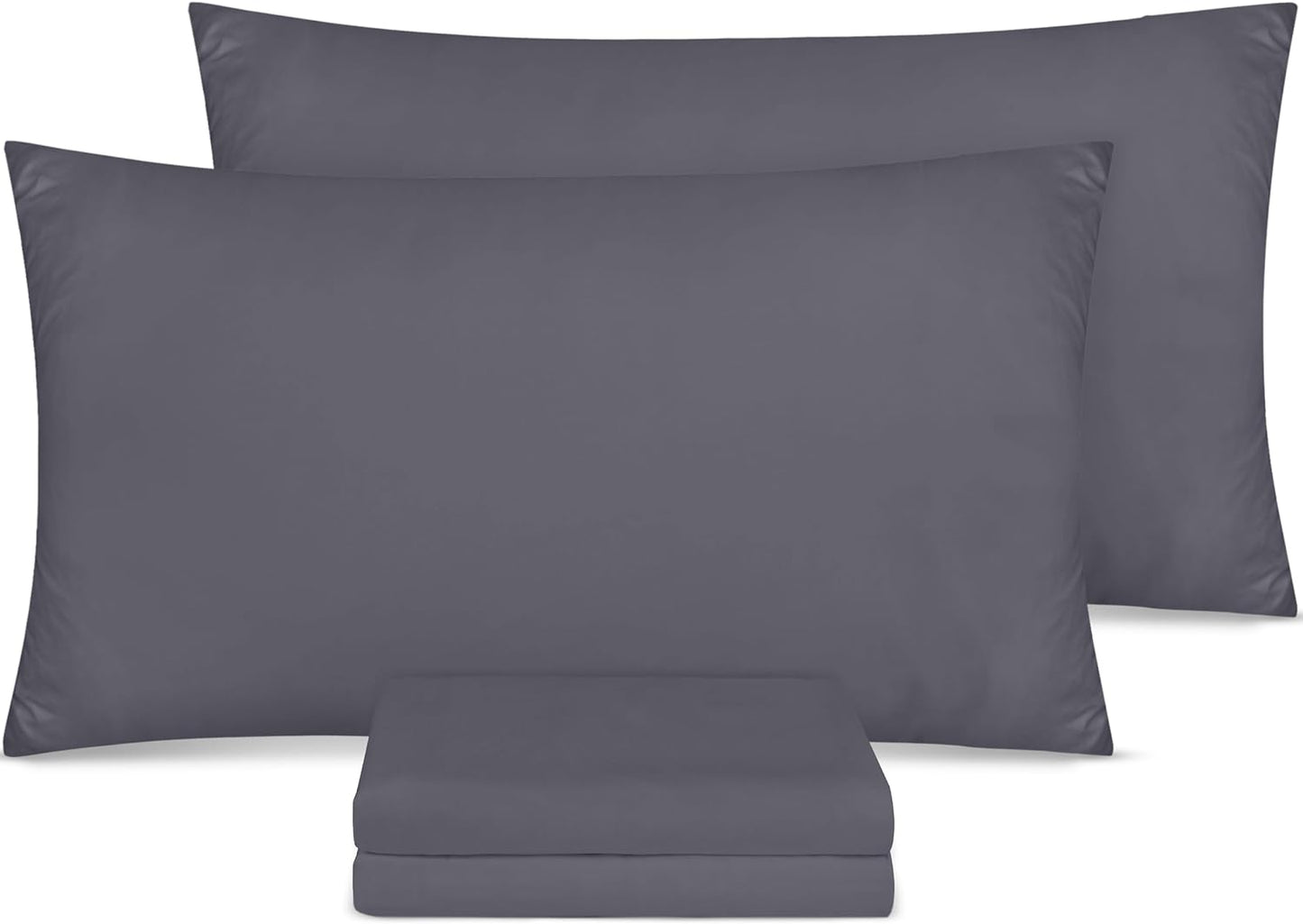 - Pillow Cases 4 Pack - Standard Size 50X75 Cm - 100% Brushed Microfiber Pillowcases with Envelope Closure - Wrinkle, Fade, Stain Resistant Pillow Cases - Grey