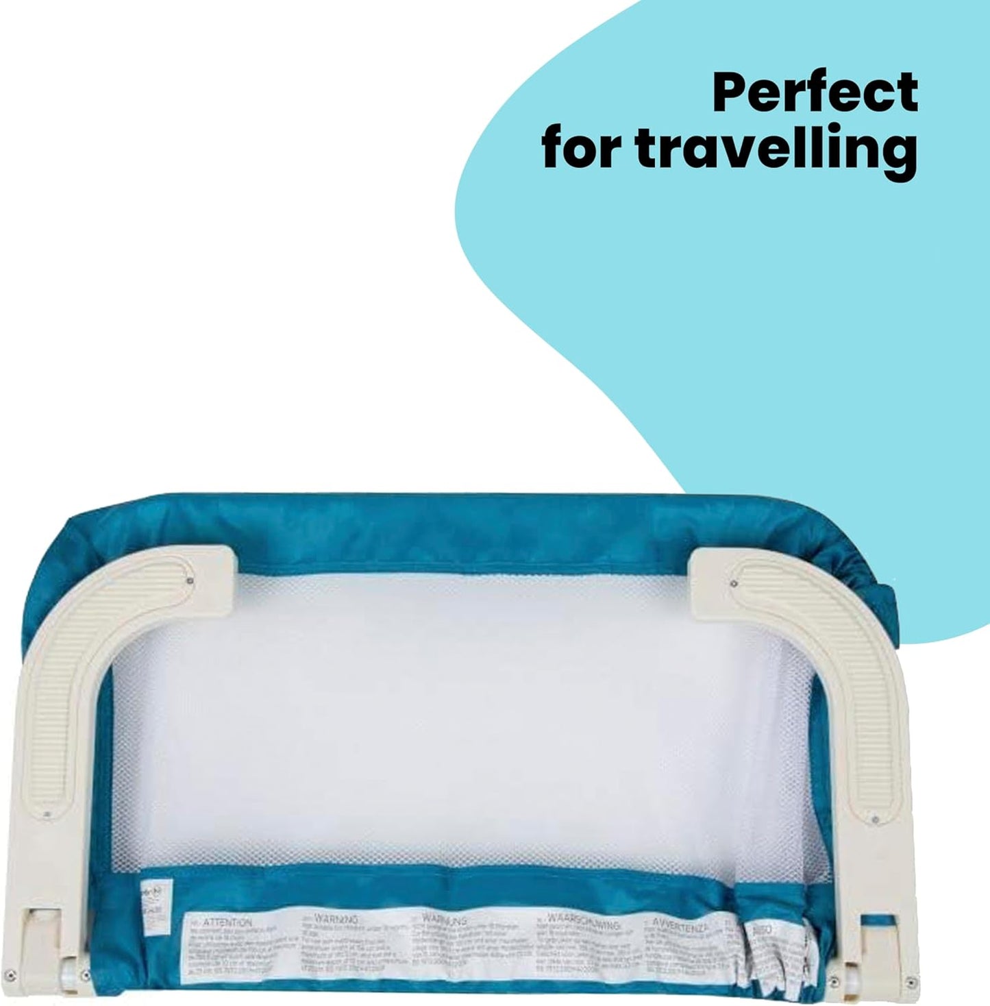 Portable Bed Rail, 106 X 42Cm,Foldable Bed Guard for Toddler Bed, 18 Months – 5 Years, Portable Travel Bed Guard, Mesh Fabric, Easy to Install, Automatic Lock, Easy to Transport, Blue