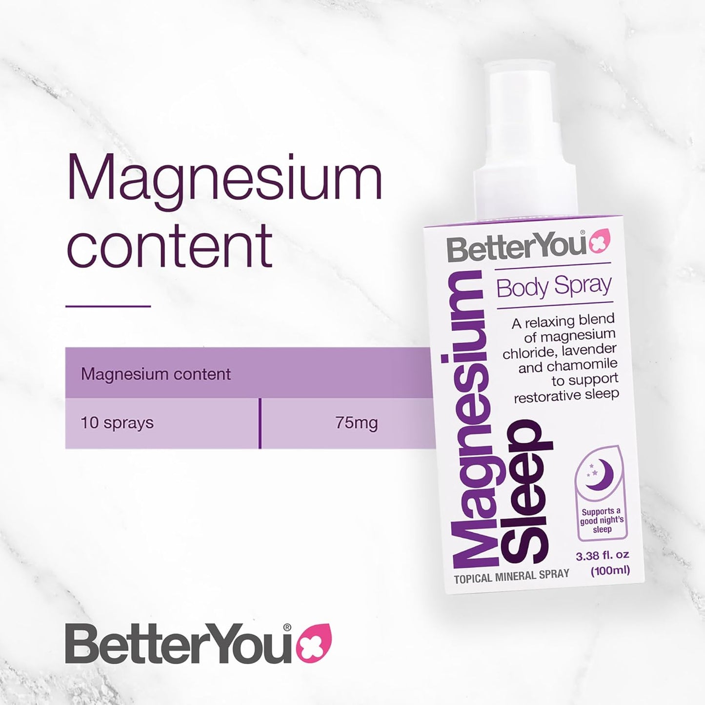 Magnesium Sleep Body Spray, Made with Zechstein Magnesium Chloride and Essential Oils, Magnesium Supplement, Natural Sleep Aid, Palm-Oil Free, 100Ml (600 Sprays)