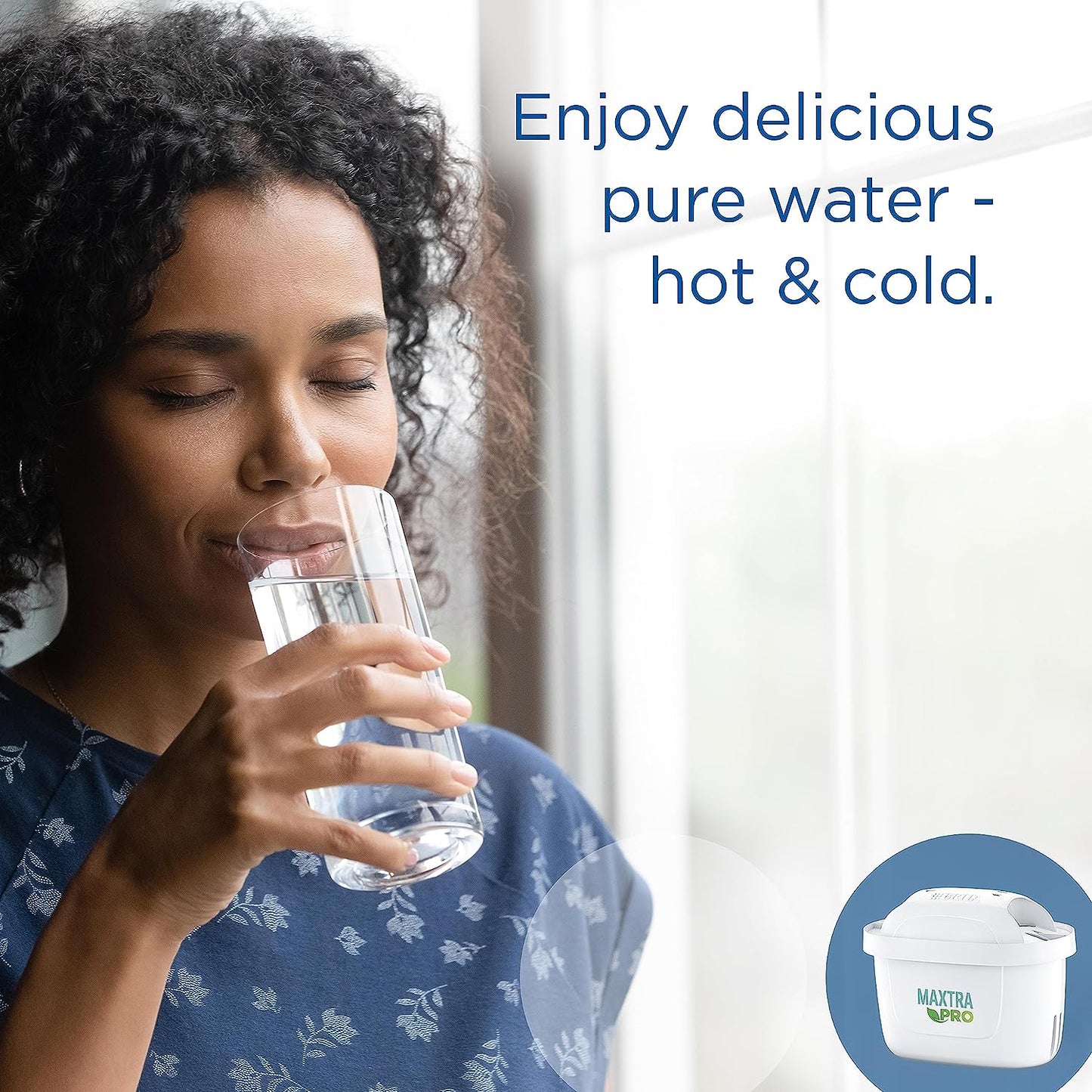 Marella Water Filter Jug Blue (2.4L) Starter Pack Incl. 3X MAXTRA PRO All-In-1 Cartridge - Fridge-Fitting Jug with Digital LTI and Flip-Lid - Now in Sustainable Smart Box Packaging