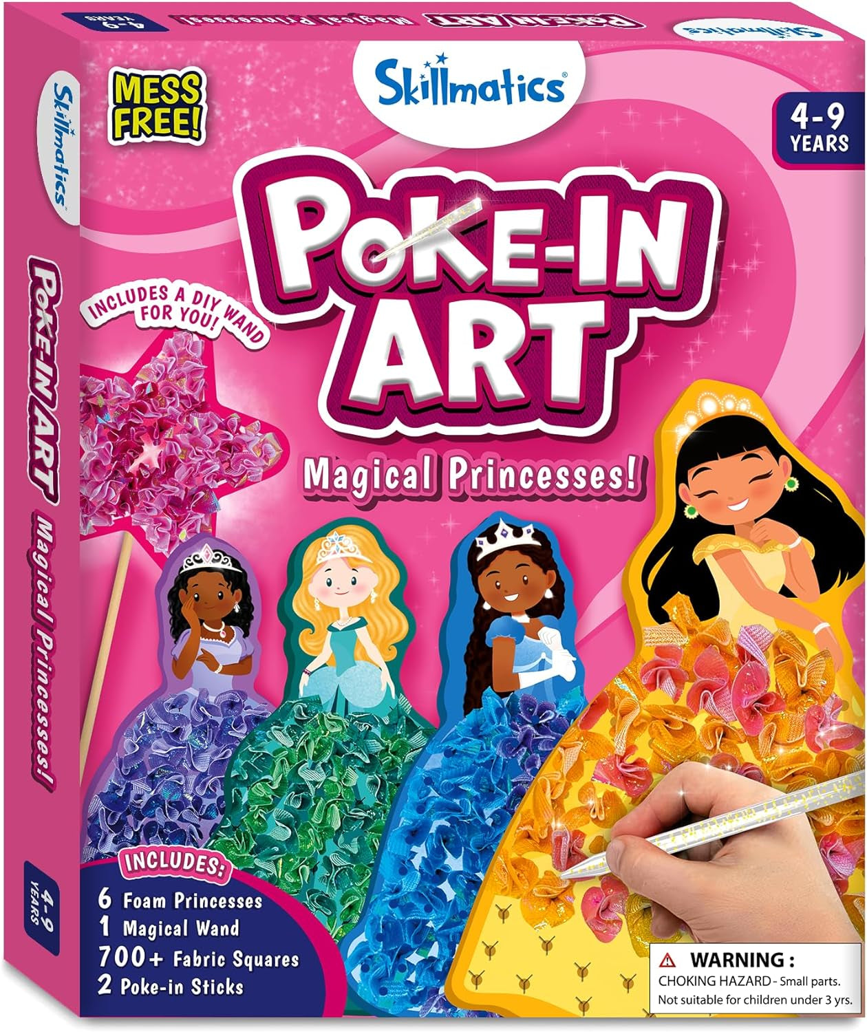 Art & Craft Activity - Poke-In Art Magical Princesses, Mess-Free Art for Kids, DIY Craft Kits, Creative Activity, Fine Motor Skills, Gifts for Girls & Boys Ages 4, 5, 6, 7, 8, 9