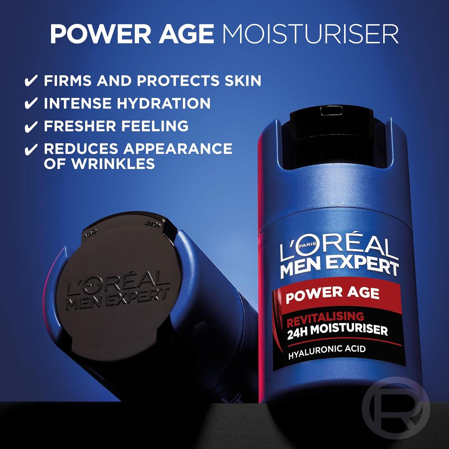 NEW Men Expert Power Age Moisturiser, Hydrating & Revitalising Hyaluronic Acid Moisturiser for Men, Designed for Ageing, Dry & Dull Skin 50Ml