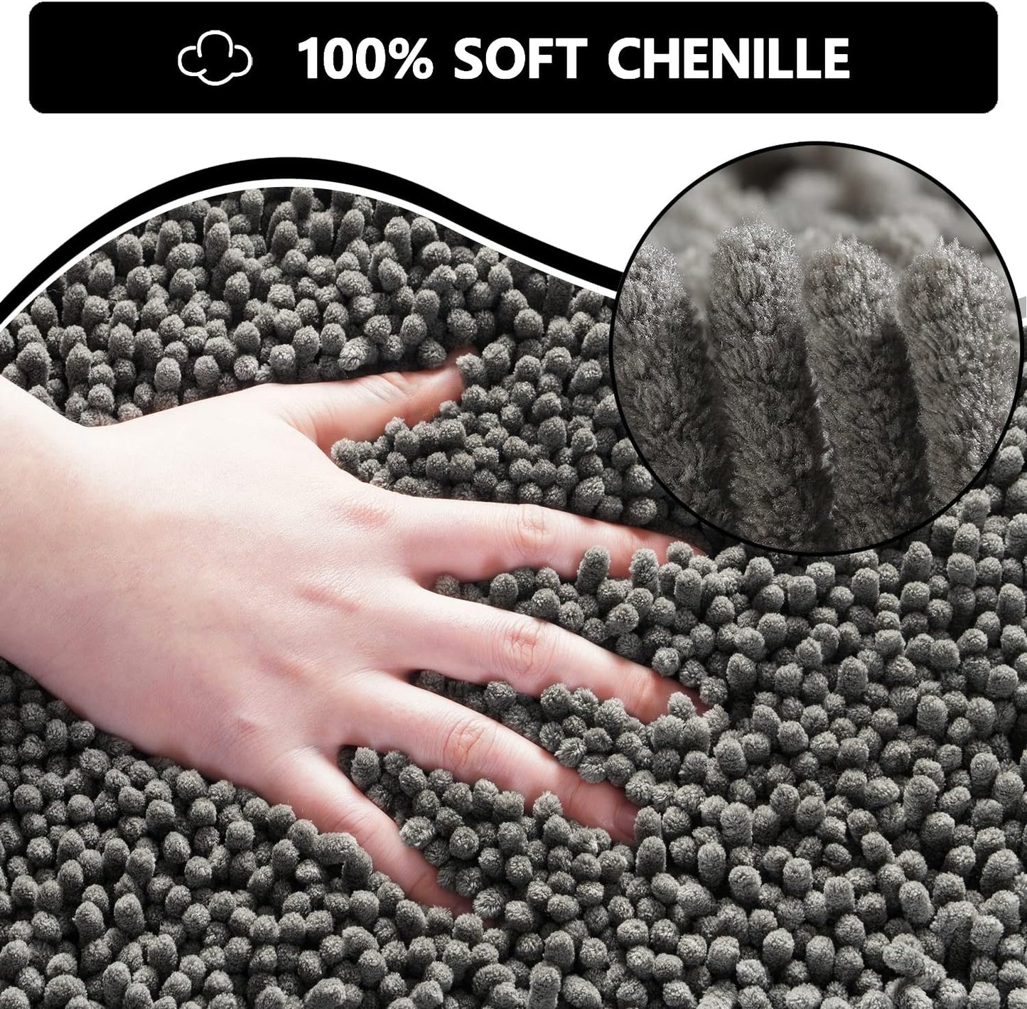 Door Mats Indoor Bath Mat Non Slip Dirt Trapper Doormat Soft Absorbent Entrance Rug Floor Mat Indoor Mats for Front Back Door, Entryway,Bathroom,Pets and Dogs (Grey M, 50X80)