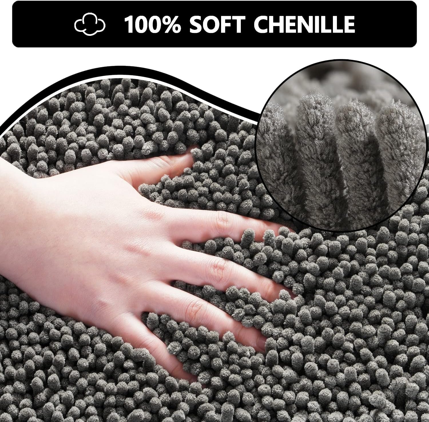 Door Mats Indoor Bath Mat Non Slip Dirt Trapper Doormat Soft Absorbent Entrance Rug Floor Mat Indoor Mats for Front Back Door, Entryway,Bathroom,Pets and Dogs (Grey M, 50X80)