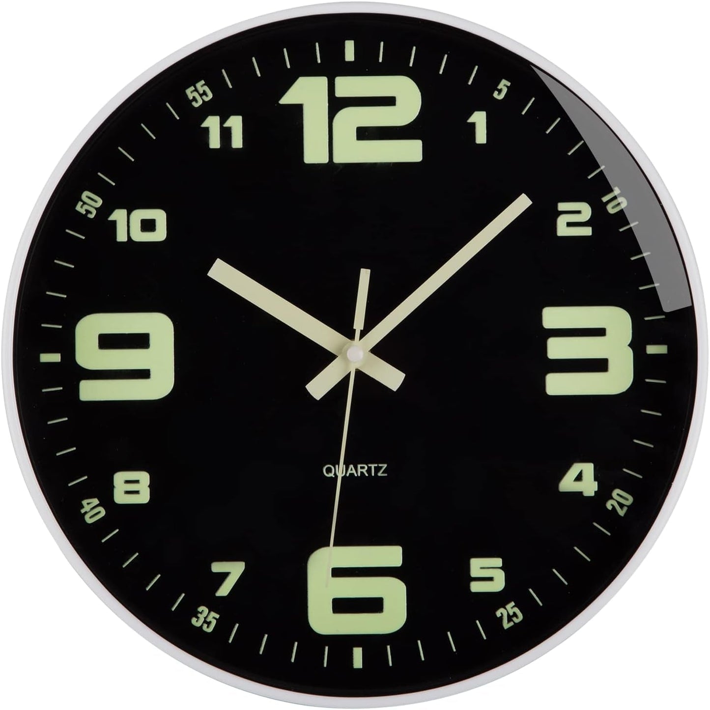 Wall Clock - 12 Inch Large Wall Clocks Glow in the Dark Clock Silent Night Lights Luminous Modern Small Vintage Black Retro White Outdoor Clock for Kitchen Bedrooms Bathroom Living Room Garden Kids