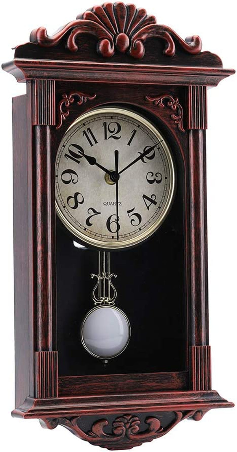 Pendulum Wall Clock Retro Quartz Decorative Wall Clock for Living Room, Office, Home Decor(16 Inch, Bronze)