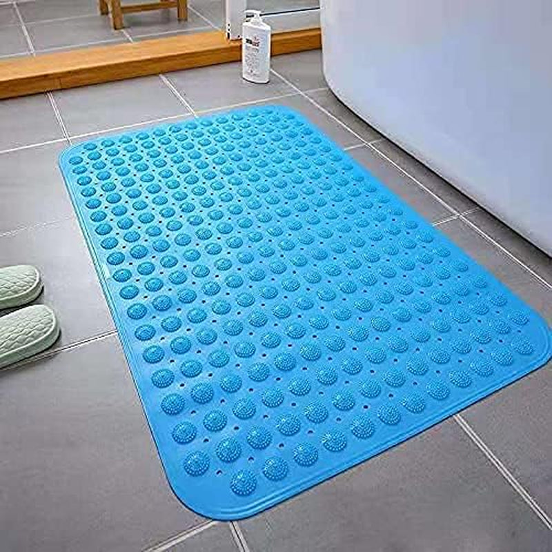 | Bath Mat Light Blue | Non Slip Bathroom Mat | Shower Mat with Suction Cups | Machine Washable | Latex Free | Extra Long 100 * 40 CM