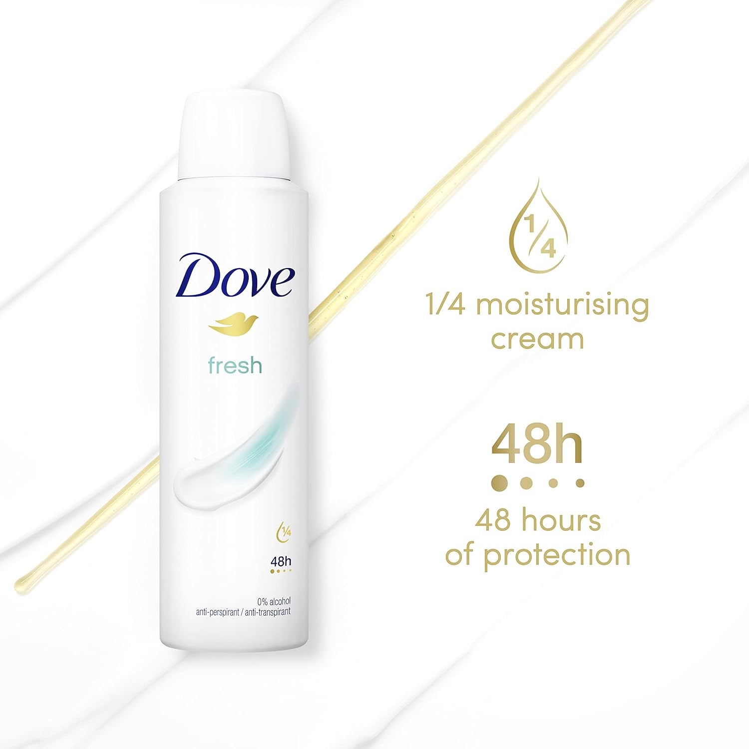 Fresh with ¼ Moisturising Cream Anti-Perspirant Deodorant Spray for 48 Hours of Protection 6 X 150 Ml