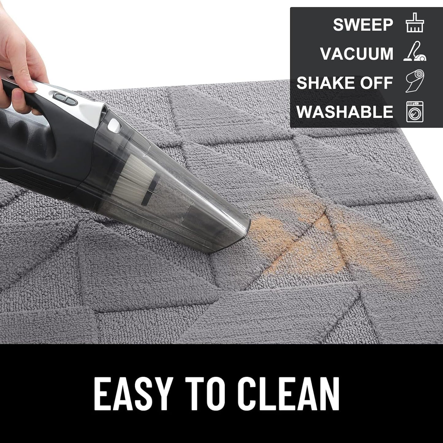 Door Mats Indoor, 50 X 80 Cm, Machine Washable inside Door Mat, Dirt Trapper Soft Doormats, Super Absorbent Entrance Rug, Non-Slip Floor Mat for Front Back Door, Pets and Dogs (Grey)