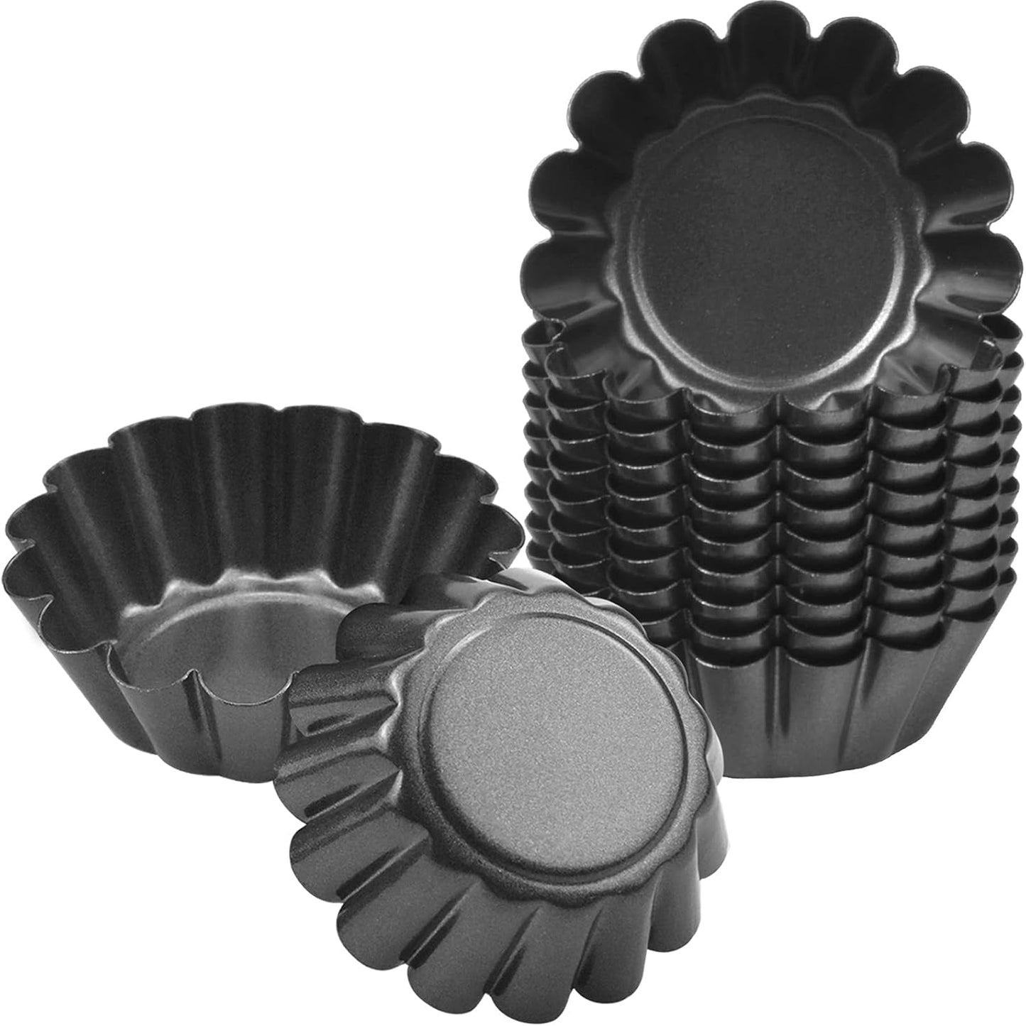 12 Packs Egg Tart Mold, Mini Carbon Steel Cake Muffin Moulds Tins Pans, Non-Stick Cupcake Cake Moulds, Pudding Moulds, Baking Cookie Moulds, Kitchen Reusable Baking Tools