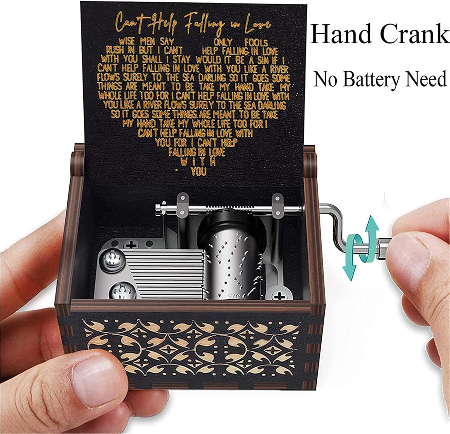 Can'T Help Falling in Love Music Box, Birthday Gifts for Wife Girlfriend Women, Vintage Wooden Hand Crank Music Box, Christmas Valentine Wedding Anniversary Romantic Gift
