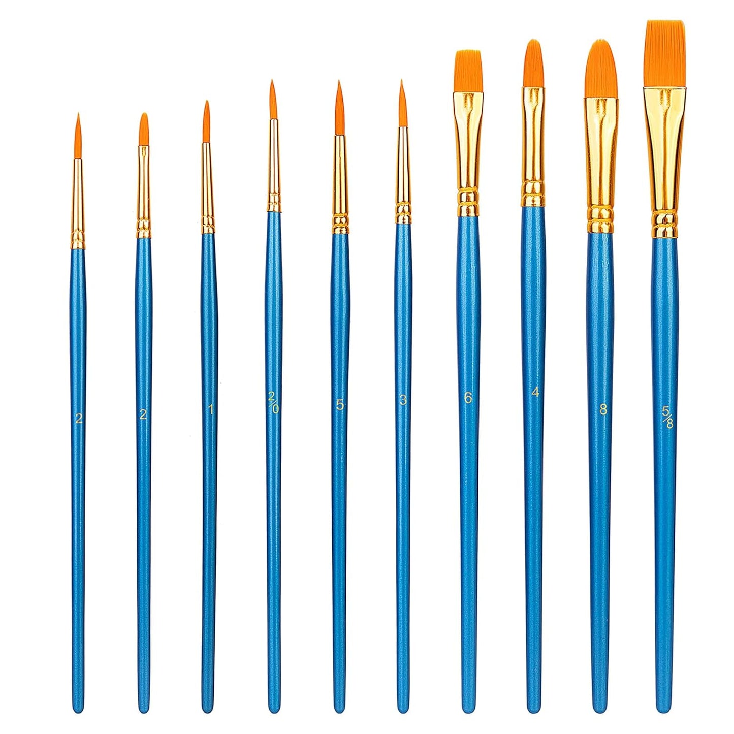 Art Paint Brush Set, Different Sizes for Artists, Adults & Kids, 10 Count, Blue