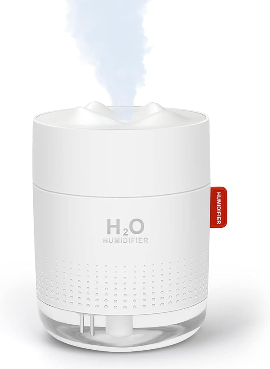 Humidifiers 500Ml Cool Mist Air Ultrasonic Quiet USB Desktop Humidifiers with Night Light Waterless Auto Shut-Off for Home Baby Bedroom Office Travel (White)