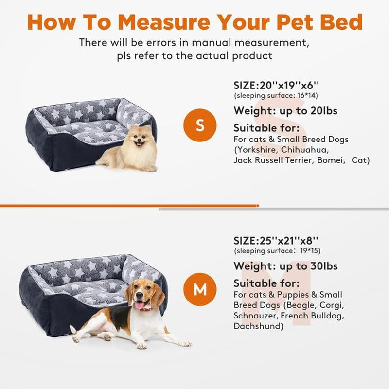 Medium Dog Bed Washable(64X53Cm), Super Soft Cosy Dog Beds Grey Pet Bed, Premium Grey Rectangle Puppy Bed for Small Medium Large Dogs, Ideal for Labrador, Chihuahua, Springer Spaniel, Etc