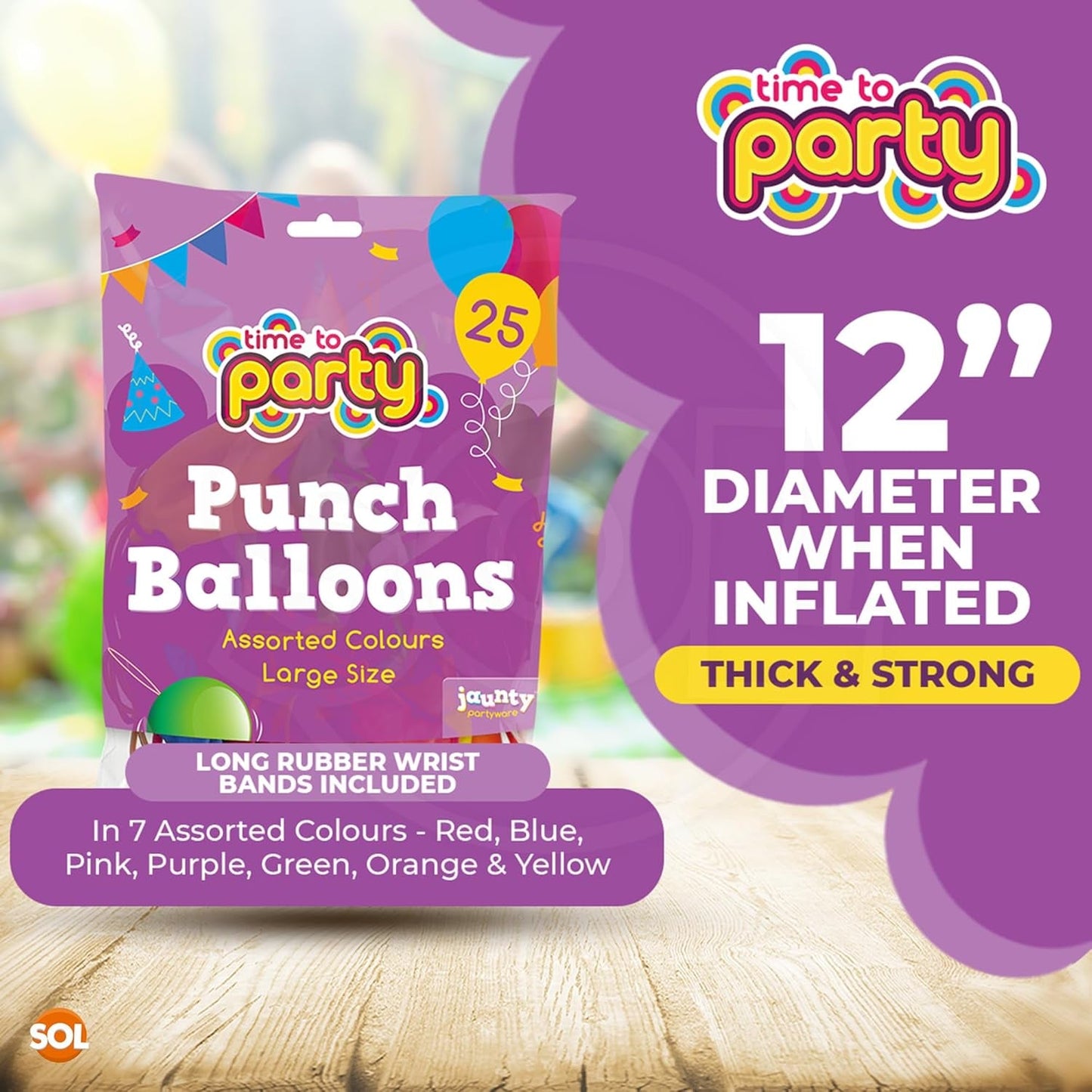 25X Large Punch Balloons for Kids Ideal Party Bag Fillers - 12 Inch Large Size - Assorted Colours - Fun Children’S Party Ideas - Thick & Strong - Easy to Inflate