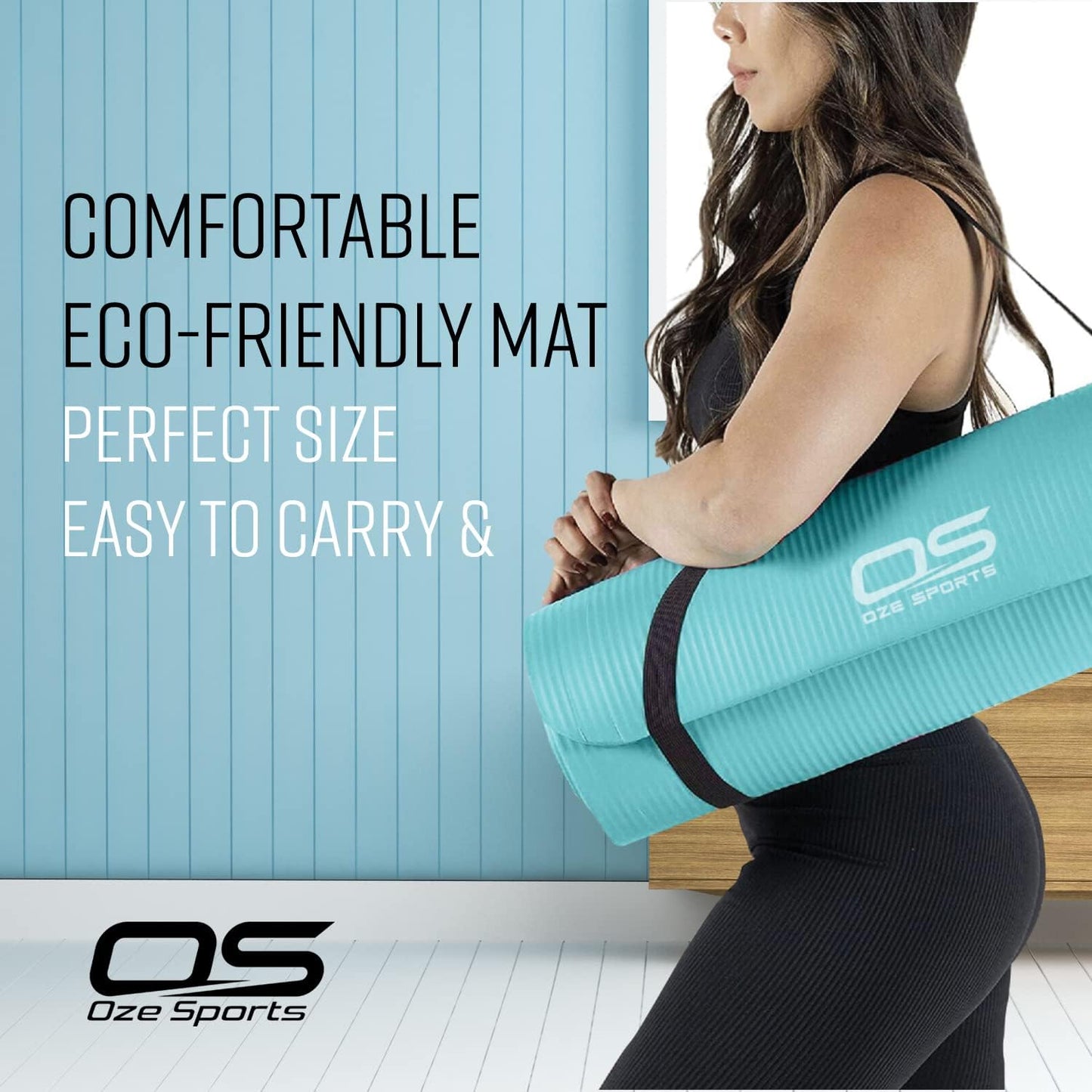 Yoga Mat Exercise NBR Fitness Foam Mat Extra Thick Non-Slip Large Padded High Density Ideal for Hiit Pilates Gymnastics Mats Fitness & Workout with Free Carry Strap