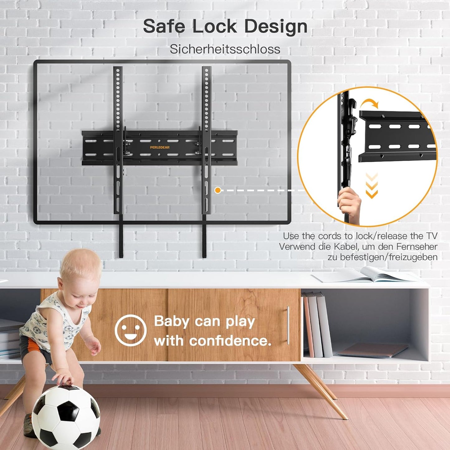 TV Wall Bracket for 26-60 Inch Tvs up to 52Kg, Sturdy Tilt TV Bracket with VESA 75X75-400X400Mm, 55 Inch Slim Wall Mount with Safe Pull Strings
