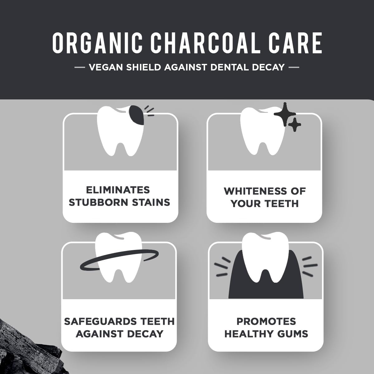Charcoal Organic Toothpaste - 100Ml | for Teeth Whitening, Brighter Smile & Healthy Gums | Natural Oral Care with Blend of Black Pepper & Ginger Extracts