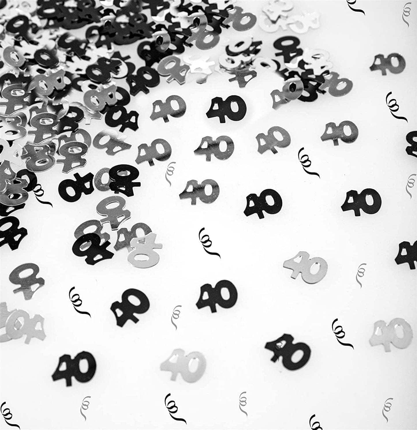 14G Black & Silver 40Th Birthday Confetti Foil Metallic Glitz Table Scatter Sprinkles Age Bday Party Decorations