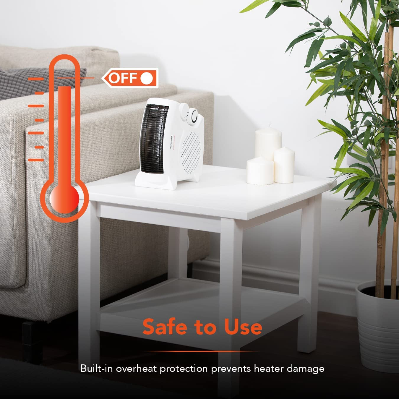 WL44001 Thermo Fan Heater with 2 Heat Settings and Overheat Protection, 2000W, White