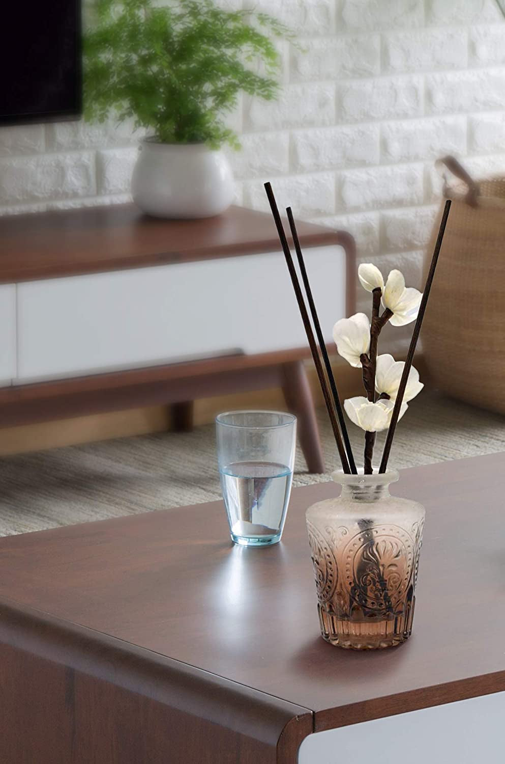 100Pcs Black Reed Diffuser Sticks Add 2 Pcs Sola Flowers 10 Inch Fiber Reed Diffuser Refill Aromatherapy Sticks Replacements Stick for Home