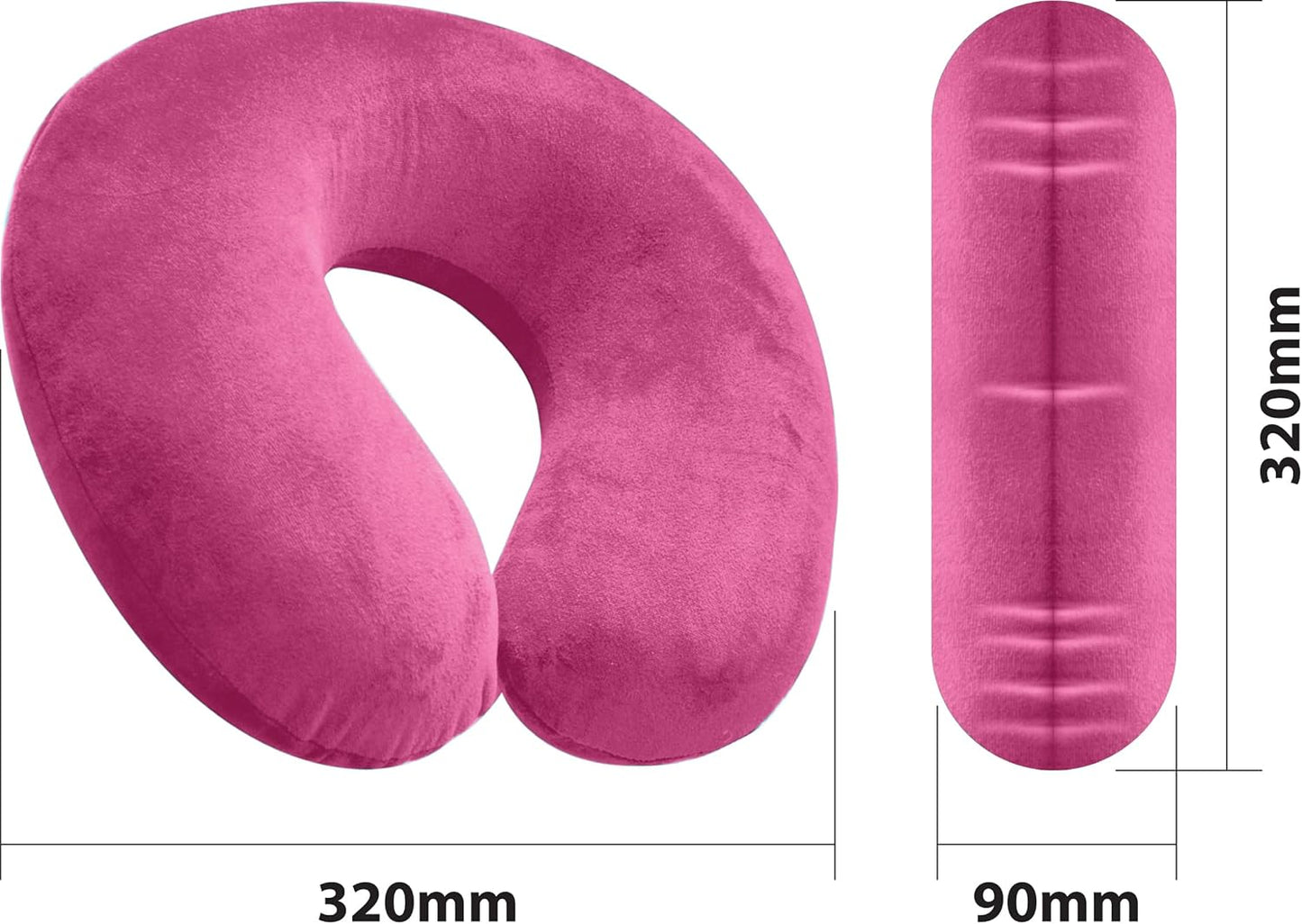 Memory Foam Moulded Pressure Relief Neck Cushion. Comfort & Posture, Ideal for Travel. Supports the Head, Neck and Chin When Sleeping. Use for Plane, Train or Car Journeys. Travel Pillow Pink