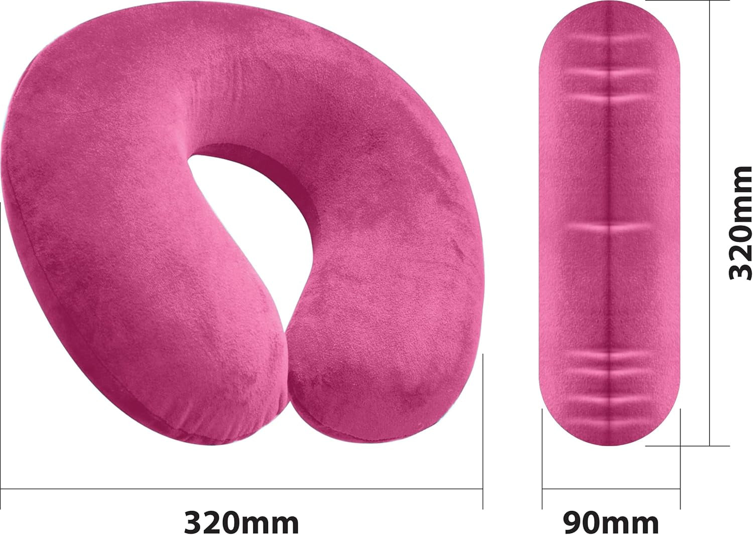 Memory Foam Moulded Pressure Relief Neck Cushion. Comfort & Posture, Ideal for Travel. Supports the Head, Neck and Chin When Sleeping. Use for Plane, Train or Car Journeys. Travel Pillow Pink