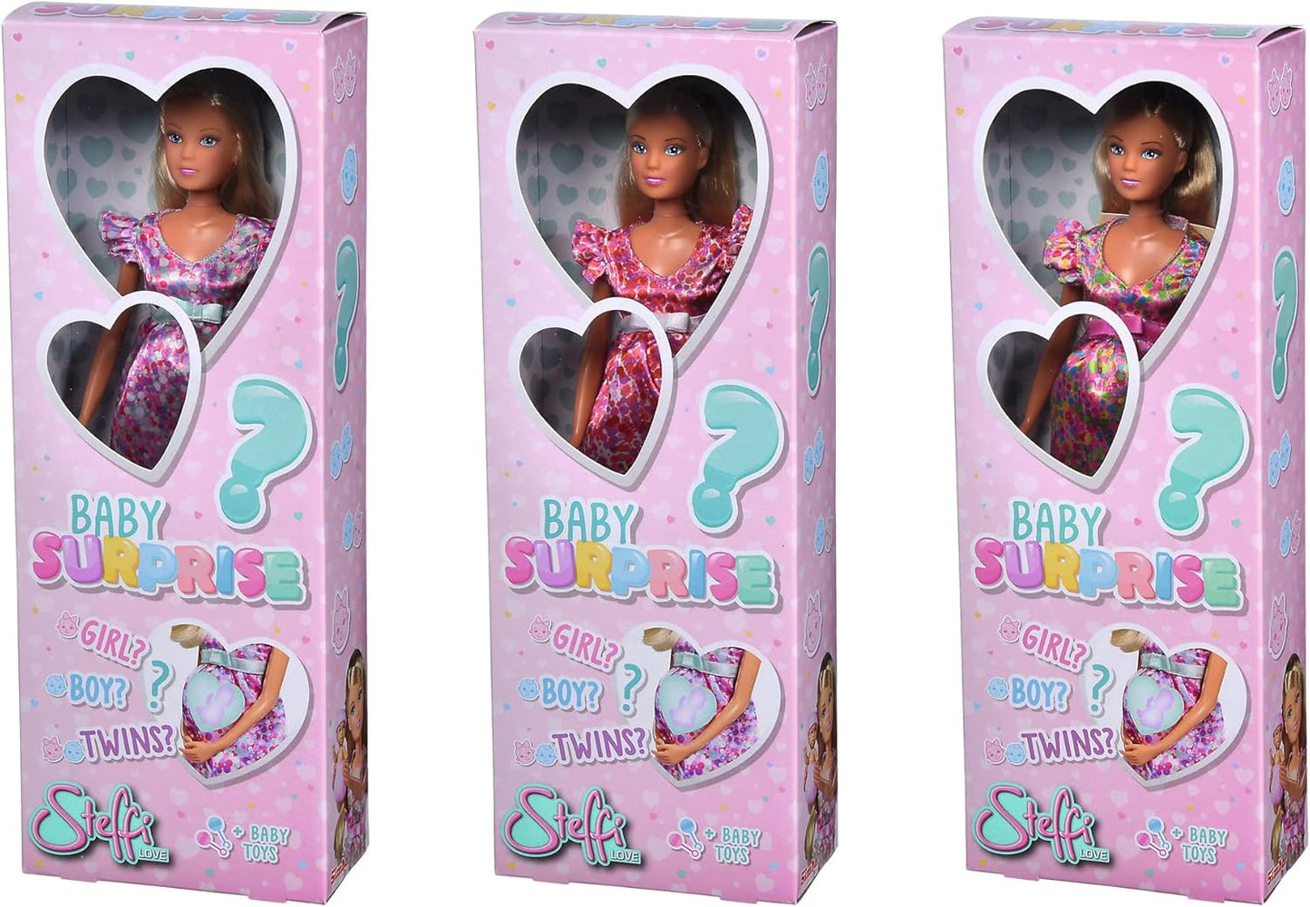 105733588 - Steffi Love Baby Surprise, Pregnant Doll with Baby Surprise, Boy, Girl, Twins, 3 Assorted Designs, Only One Item Supplied, over 11 Pieces, 29 Cm, from 3 Years