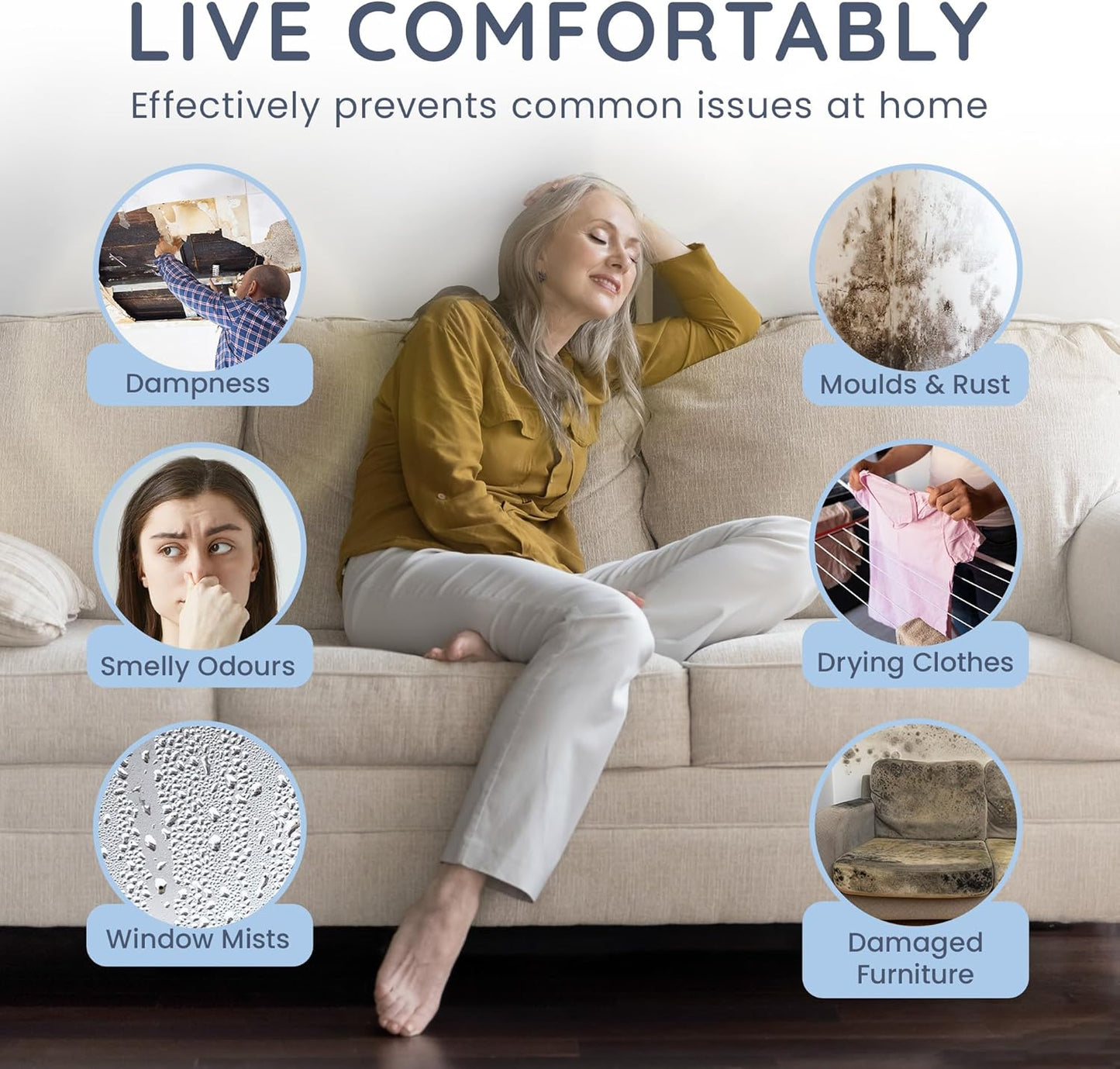 Disposable Dehumidifier for Home 500Ml, Pack of 10 Moisture Absorber Dehumidifiers for Damp, Mould, Kitchen, Wardrobe, Bedroom, Caravan, Office, Garage, Bathroom - Mini Condensation Absorbers