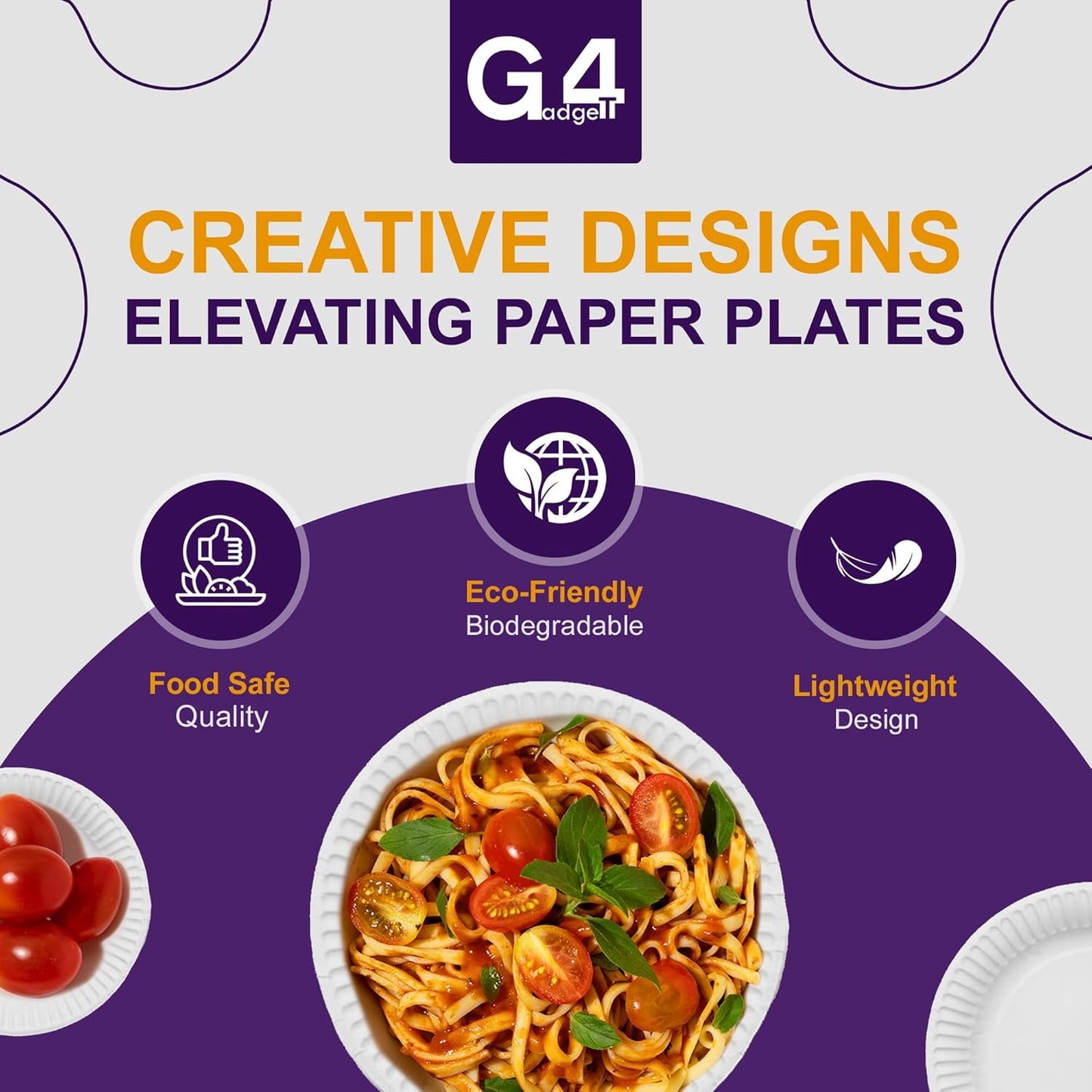 100 Paper Plates 23Cm - 9Inch Paper Plates, Disposable Plates, Party Plates