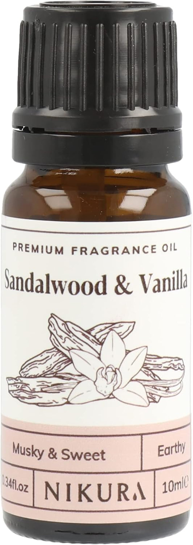 Sandalwood & Vanilla Fragrance Oil - 10Ml | for Gifts, Diffusers, Candle Making, Soap Making | Great for Use in Bath Bombs, Perfume Oil, Perfume Scents | Vegan & UK Made