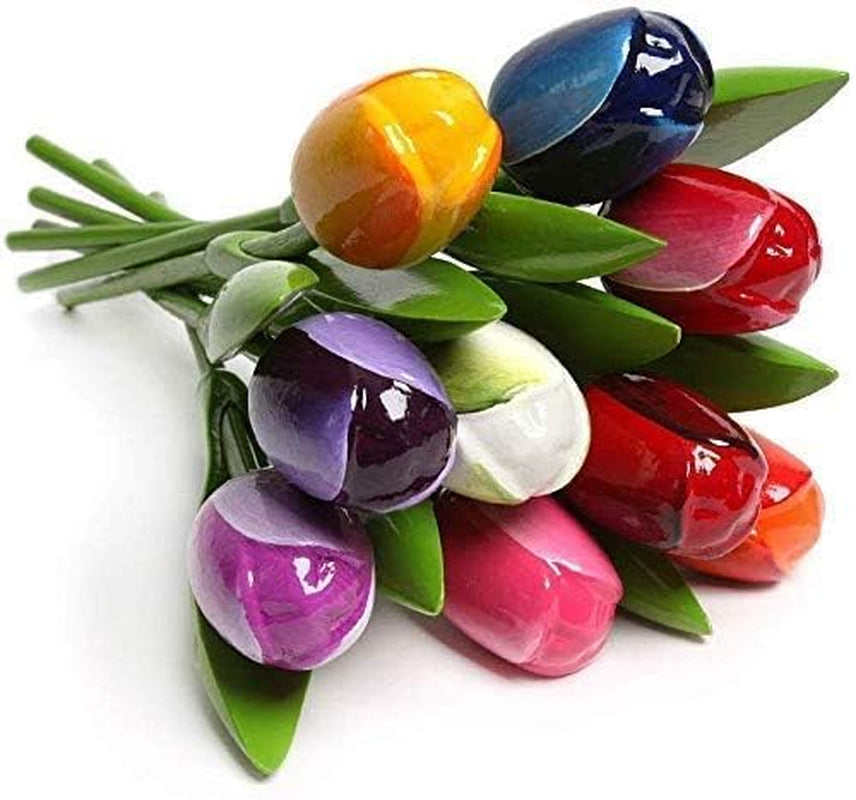 Wooden Tulip Bouquet, 9 Tulips, 34 Cm High, Handmade, Bouquet, Decoration, Gift, Wedding, Made in Holland