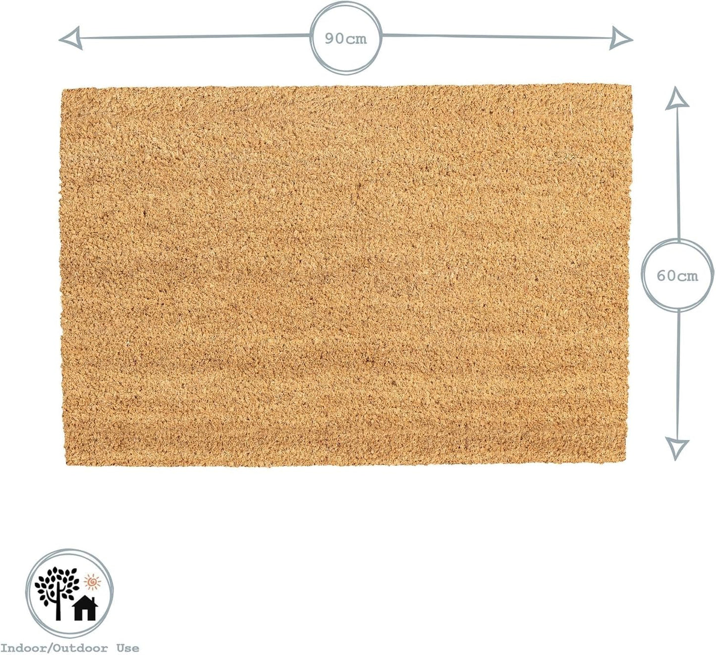 Non-Slip Coir Door Mat - 60 X 90Cm - Triangles - PVC Backed Welcome Mats Doormats