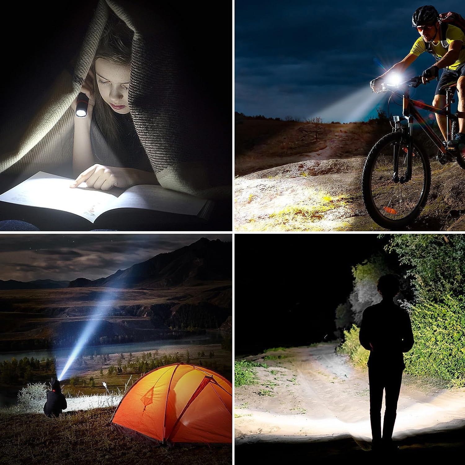 LED Torch Rechargeable, 2000L Super Bright Adjustable Focus Flashlight, 4 Lighting Modes, Long Battery Life, Waterproof Pocket Size Torch for Power Cuts, Emergency, Camping, Hiking, Outdoor
