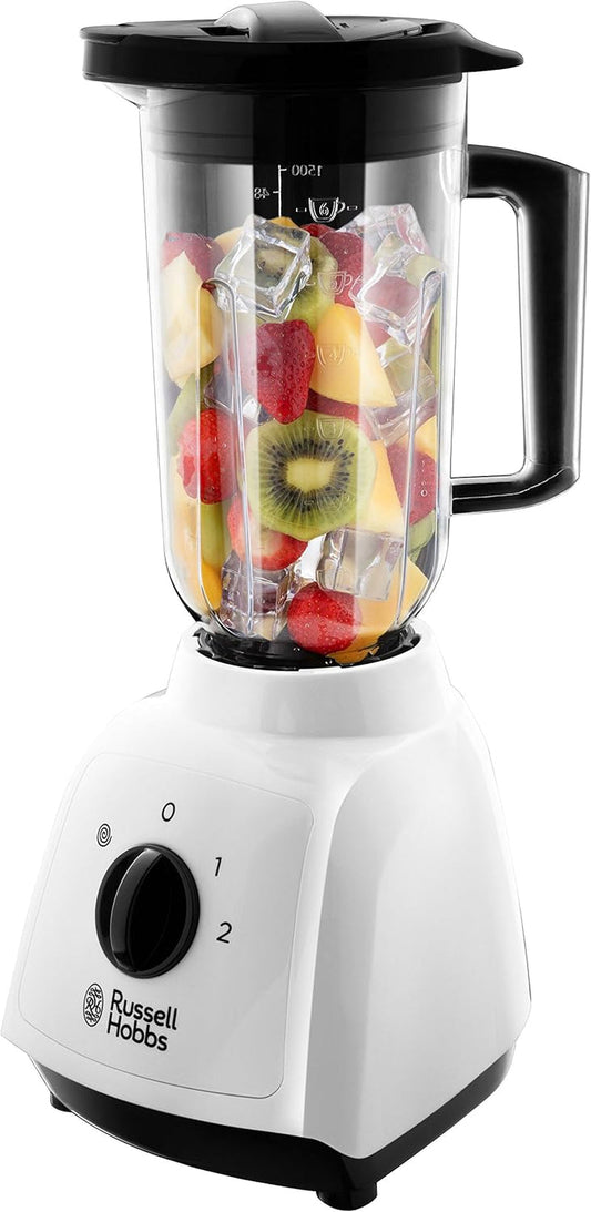 Food Collection 1.5L Plastic Jug Blender, 2 Speeds & Pulse Setting, Removable Stainless Steel Blades for Easy Cleaning, Pouring and Adding Flap, Dishwasher Safe Jug & Lid, 400W, 24610