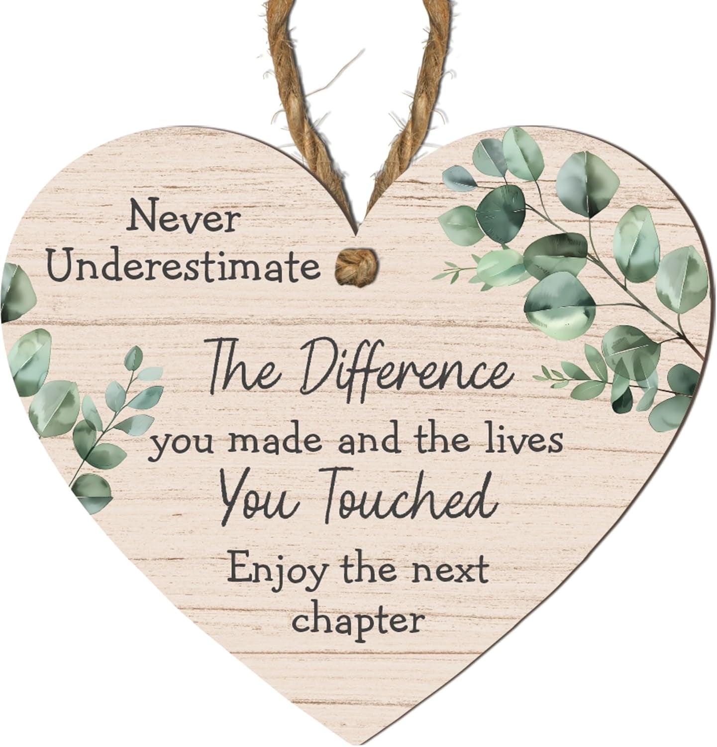 Never Underestimate the Difference You Made and the Lives You Touched – Thoughtful Retirement or Farewell Gift – Hanging Sign with Green Leaf Design – Perfect for Teachers, Colleagues, and Loved Ones