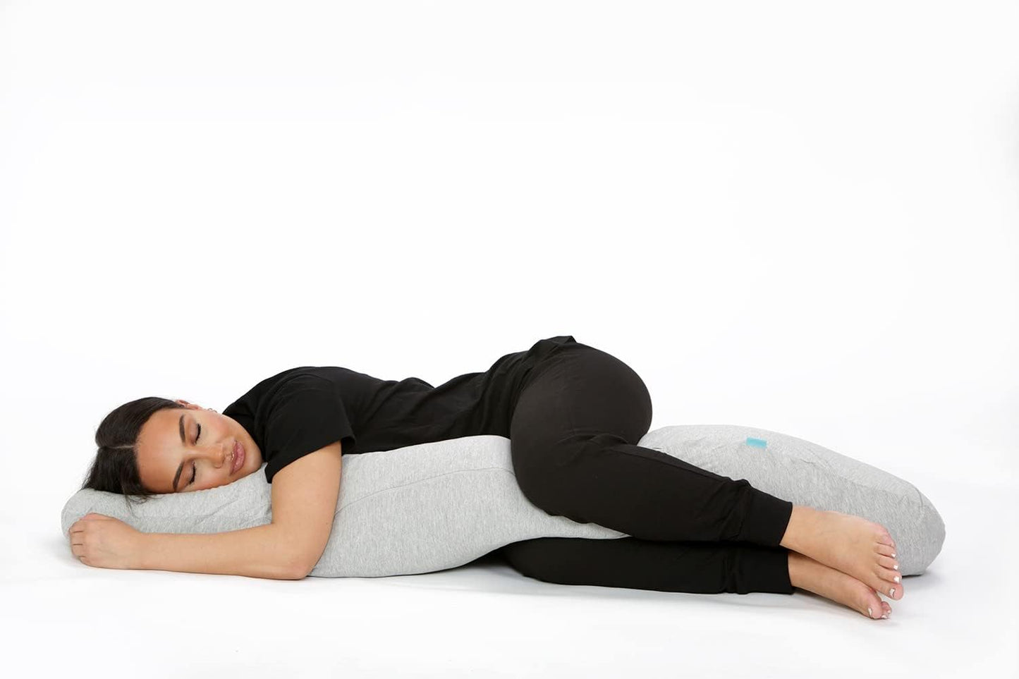 Orthopedic Body Sleep Pillow and Cover Hollowfiber Filling for Maternity Pregnancy Nursing Side Sleeper Support Includes Free Grey Cover