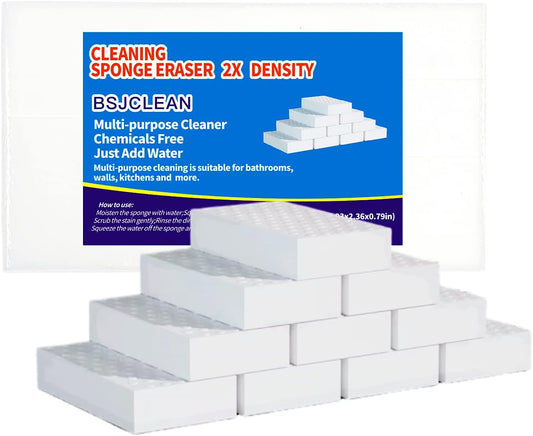 Magic Cleaning Sponges Eraser,2X Longer Lasting Extra Durable Melamine Sponge Foam Cleaning Pads for Kitchen Bathroom Wall Cleaner (3.93X2.36X0.79In,10 Pcs)