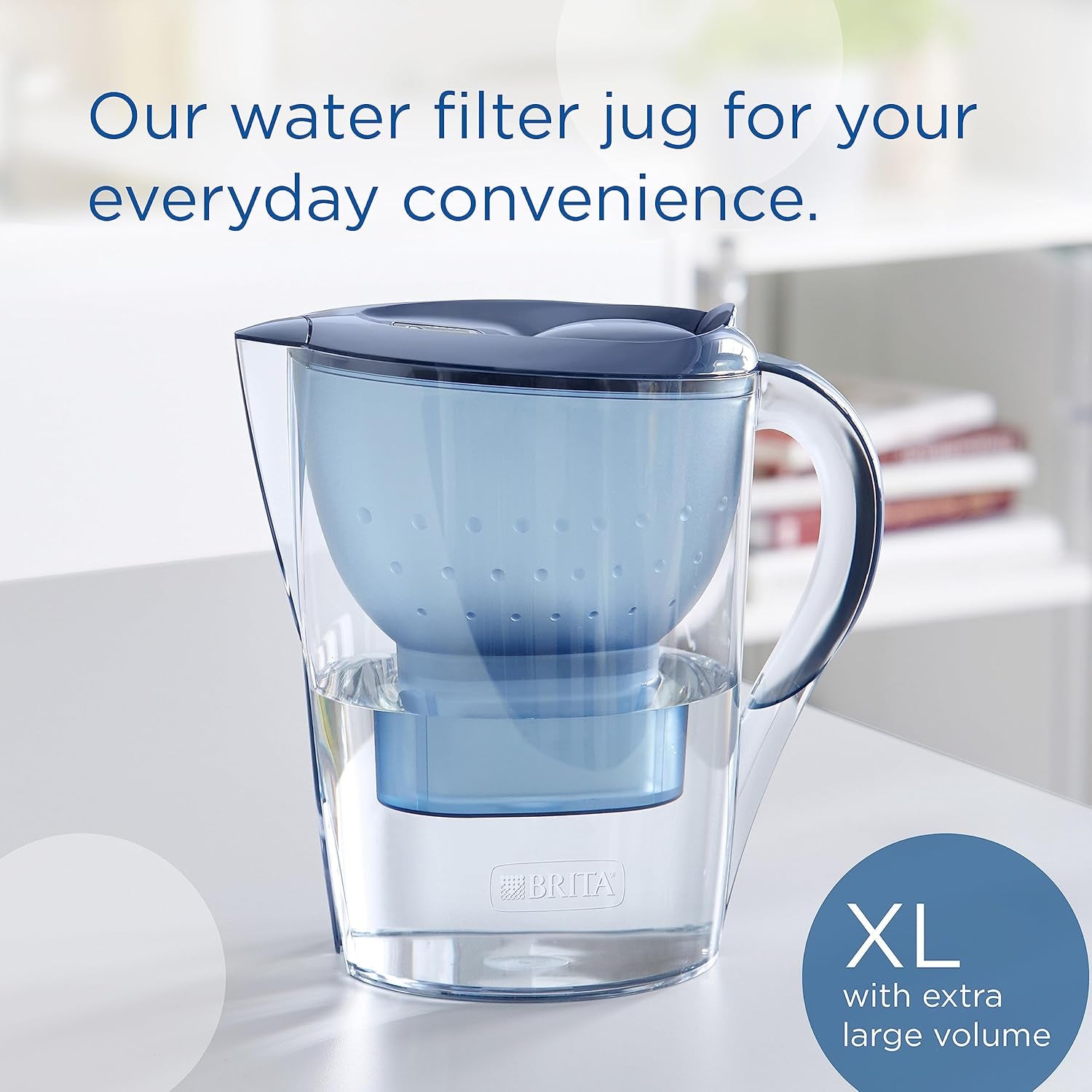 Marella XL Water Filter Jug Blue (3.5L) Incl. 1X MAXTRA PRO All-In-1 Cartridge - Large-Volume Jug with Digital LTI and Flip-Lid - Now in Sustainable Smart Box Packaging