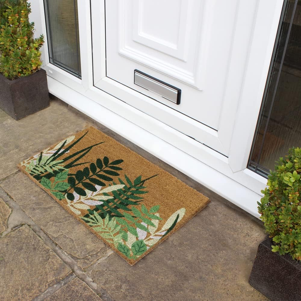 Eco-Friendly Latex Backed Coir Door Mat, Greenery, Natural (02-881), 45 X 75 Cm Approx.