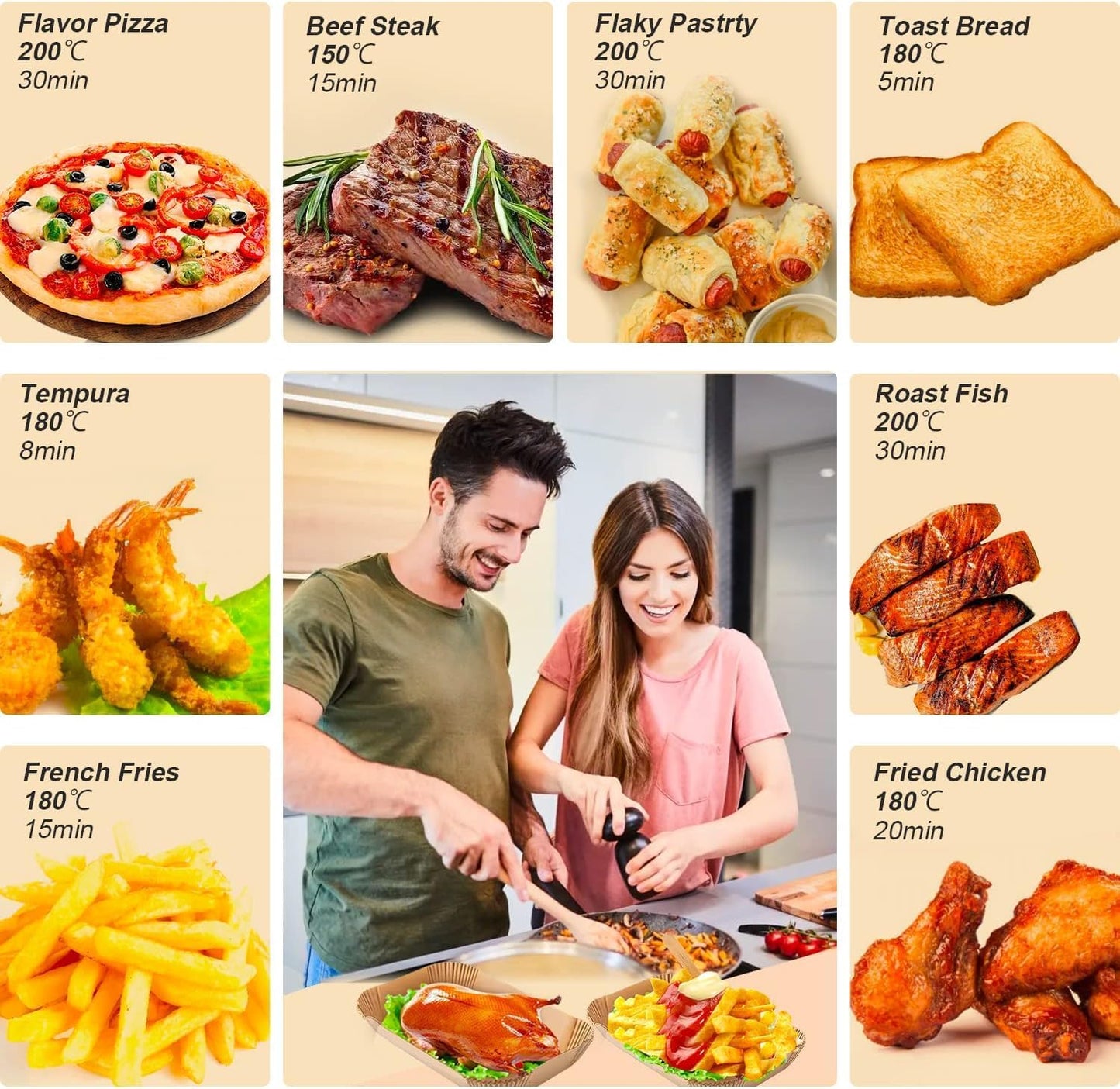 130PC Air Fryer Liners, Ninja Air Fryer Liners for Ninja Air Fryer Dual, Disposable Air Fryer Accessories Paper Liners for Ninja AF300UK AF400UK, Salter, Tower and Other Dual Zone Air Fryer