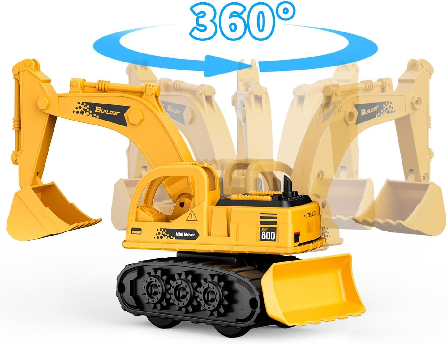 Kids Digger Toy, Construction Model Excavator, 2 in 1 Friction Tractor with Bulldozer, Mini Vehicles Car for Boys Age 2+ Year Olds, Engineering Crane Loader Children Gift, Yellow